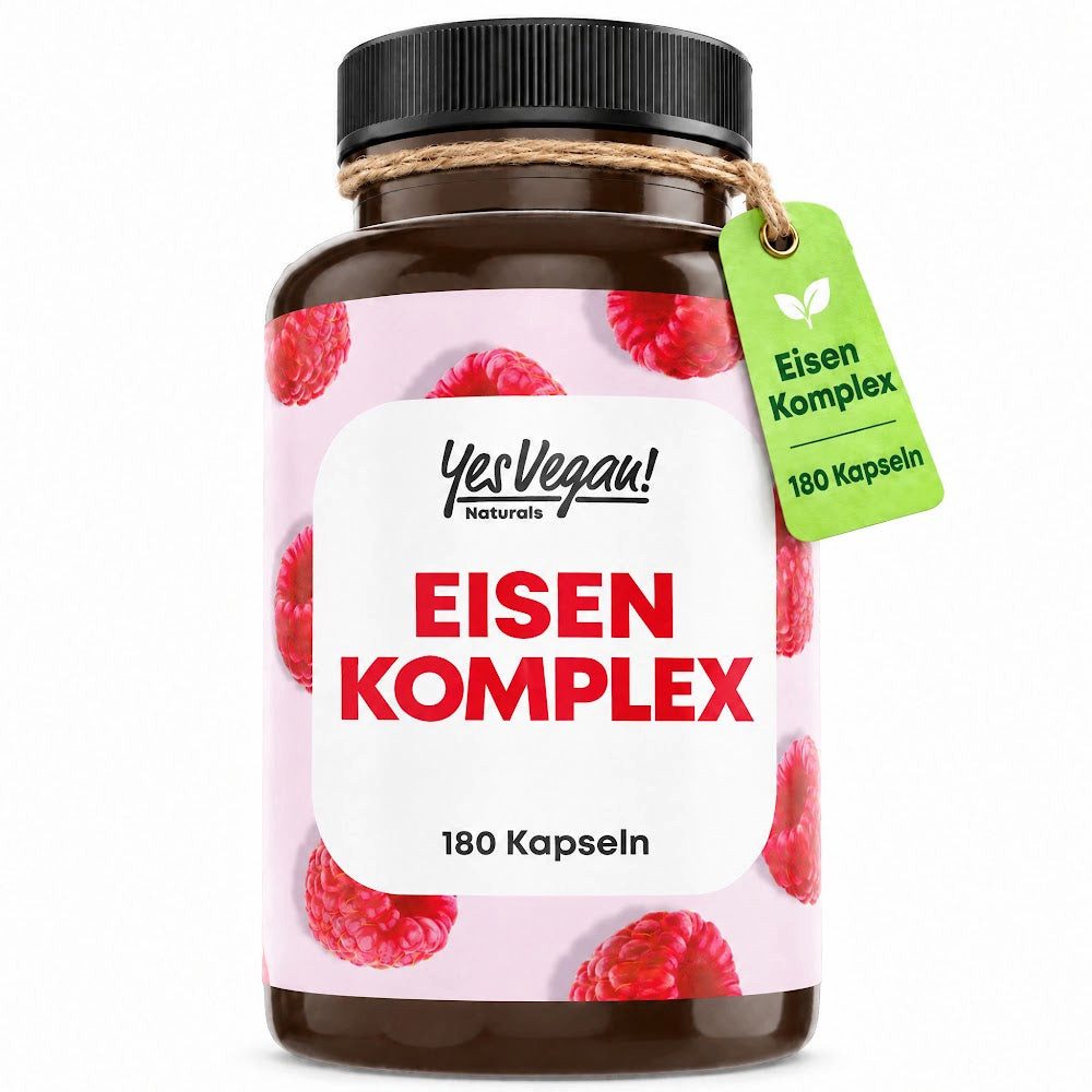 Yes Vegan Eisen hochdosiert: Eisenbisglycinat mit Vitamin C Kapseln, 180 St., 92 g, vegan, laktosefrei, glutenfrei