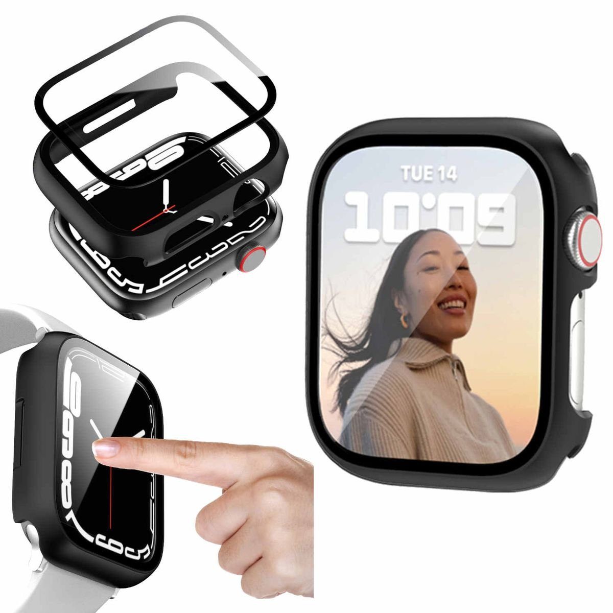 Wigento Smartwatch-Hülle Für Apple Watch Series 9 8 7 41mm / 6 SE 5 4 40mm 2 in 1 Hülle + Glas