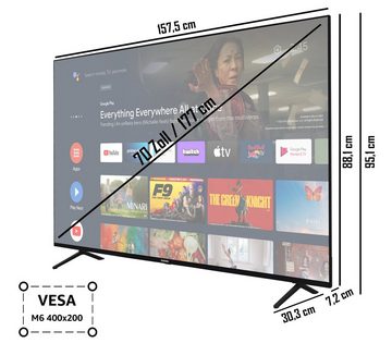 Telefunken XU70AN660S LCD-LED Fernseher (177 cm/70 Zoll, 4K Ultra HD, Android TV, HDR Dolby Vision, Triple-Tuner, Bluetooth, Dolby Atmos)