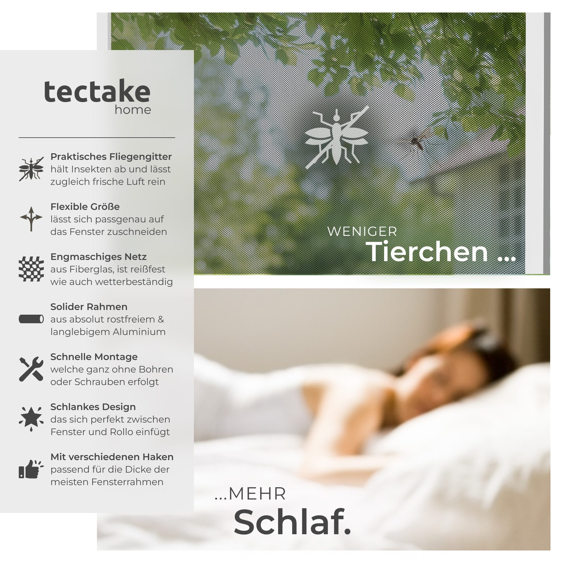 tectake Insektenschutz-Fensterrahmen Fliegengitter, für Fenster günstig online kaufen