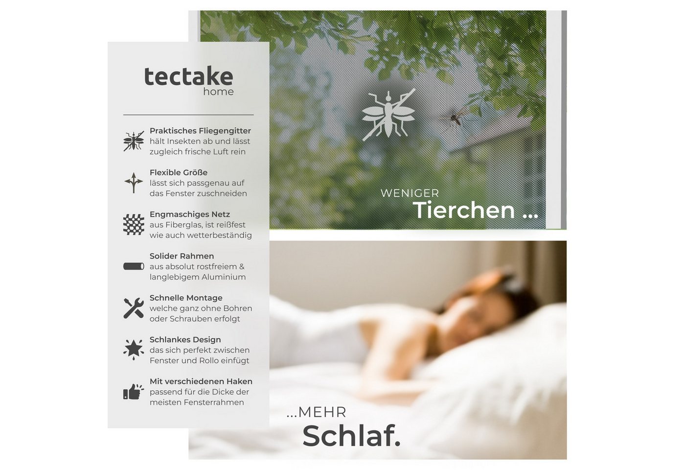 Thumbnail - tectake Insektenschutz-Fensterrahmen Fliegengitter, für Fenster