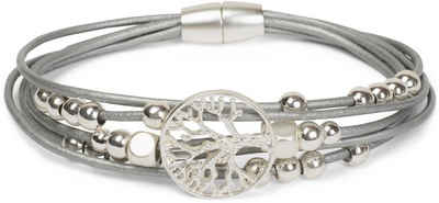 styleBREAKER Armband (1-tlg), Armband mit Lebensbaum, Perlen und Bändern