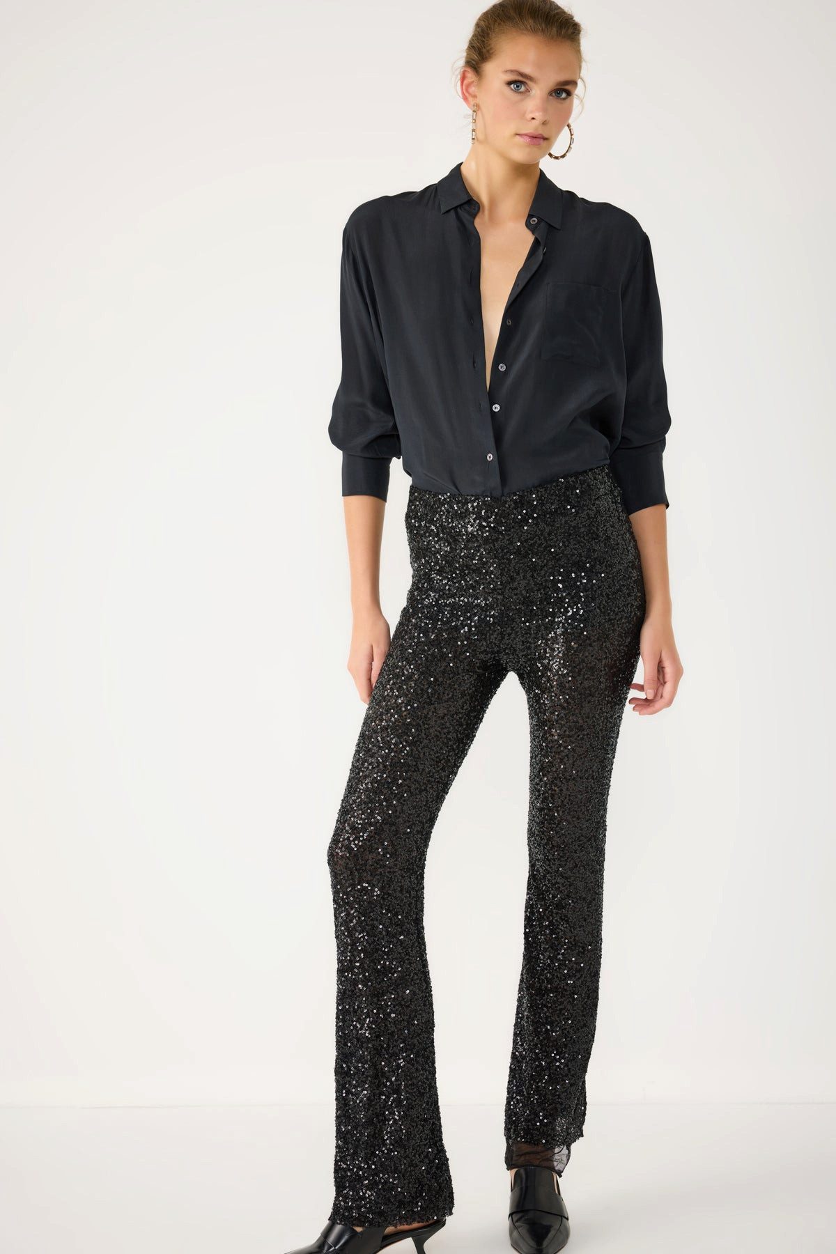 No Matter What Chinohose Schwarze Glitzer Stretch-Hose günstig online kaufen