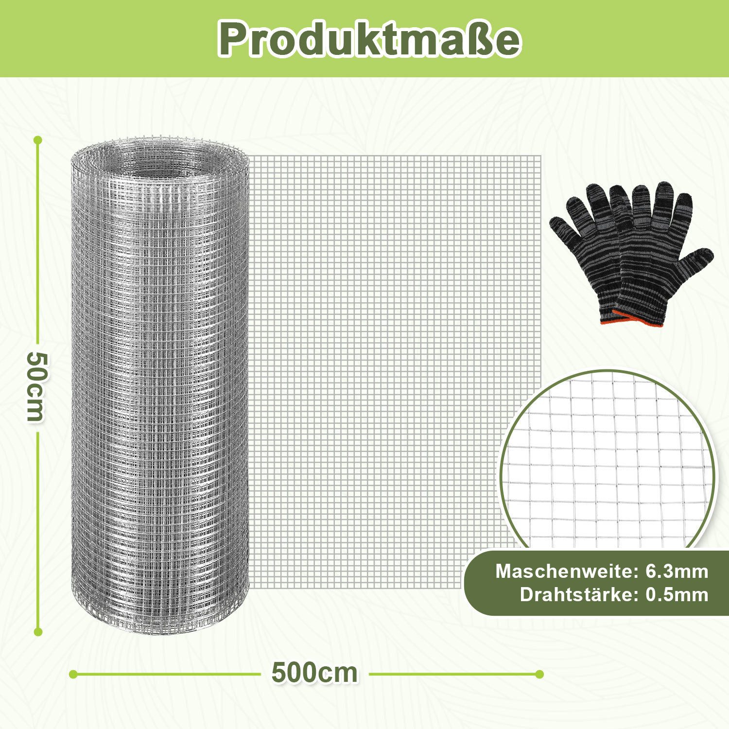 Clanmacy Volierendraht Volierendraht Drahtgitter 50 cm x 5 m verzinkt Maschendraht Drahtzaun