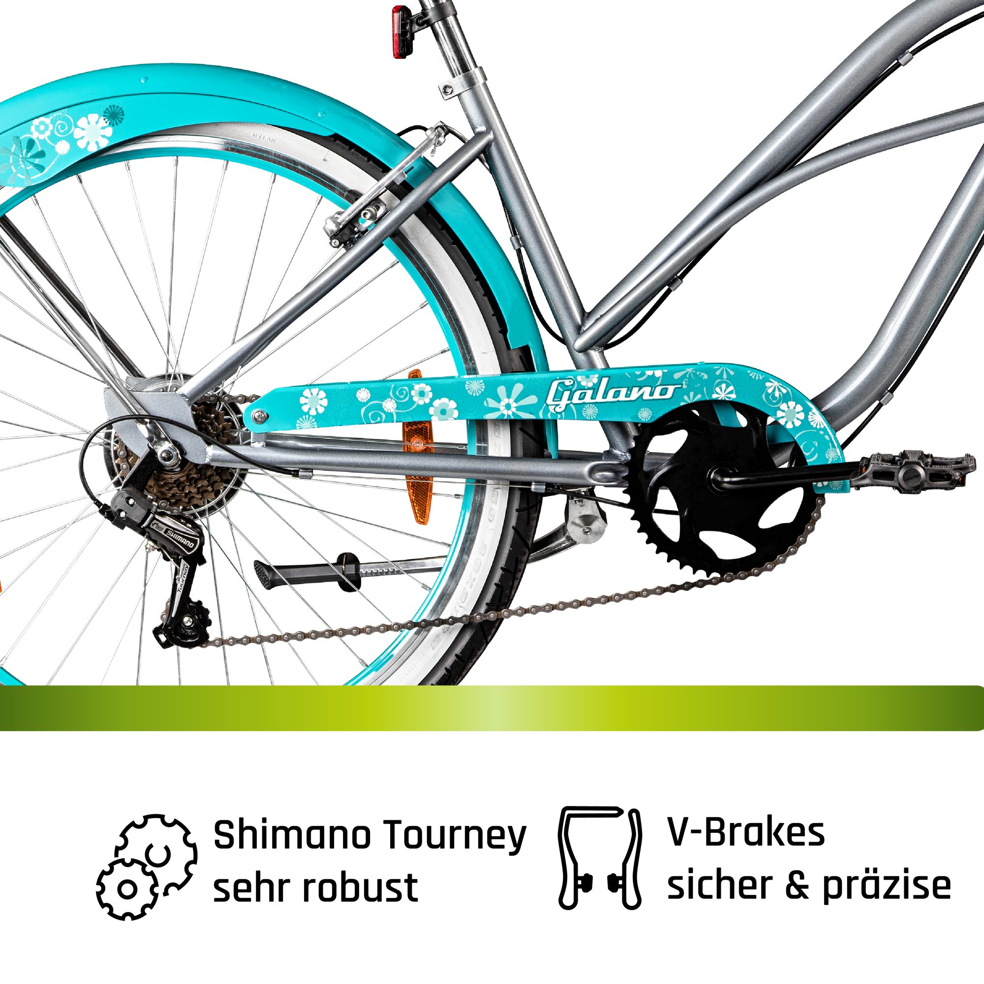 Galano Cruiser Malibu, 6-speed, derailleur gears, beach cruiser, retro bicycle for riders 150 cm and taller, 6-speed women's bicycle