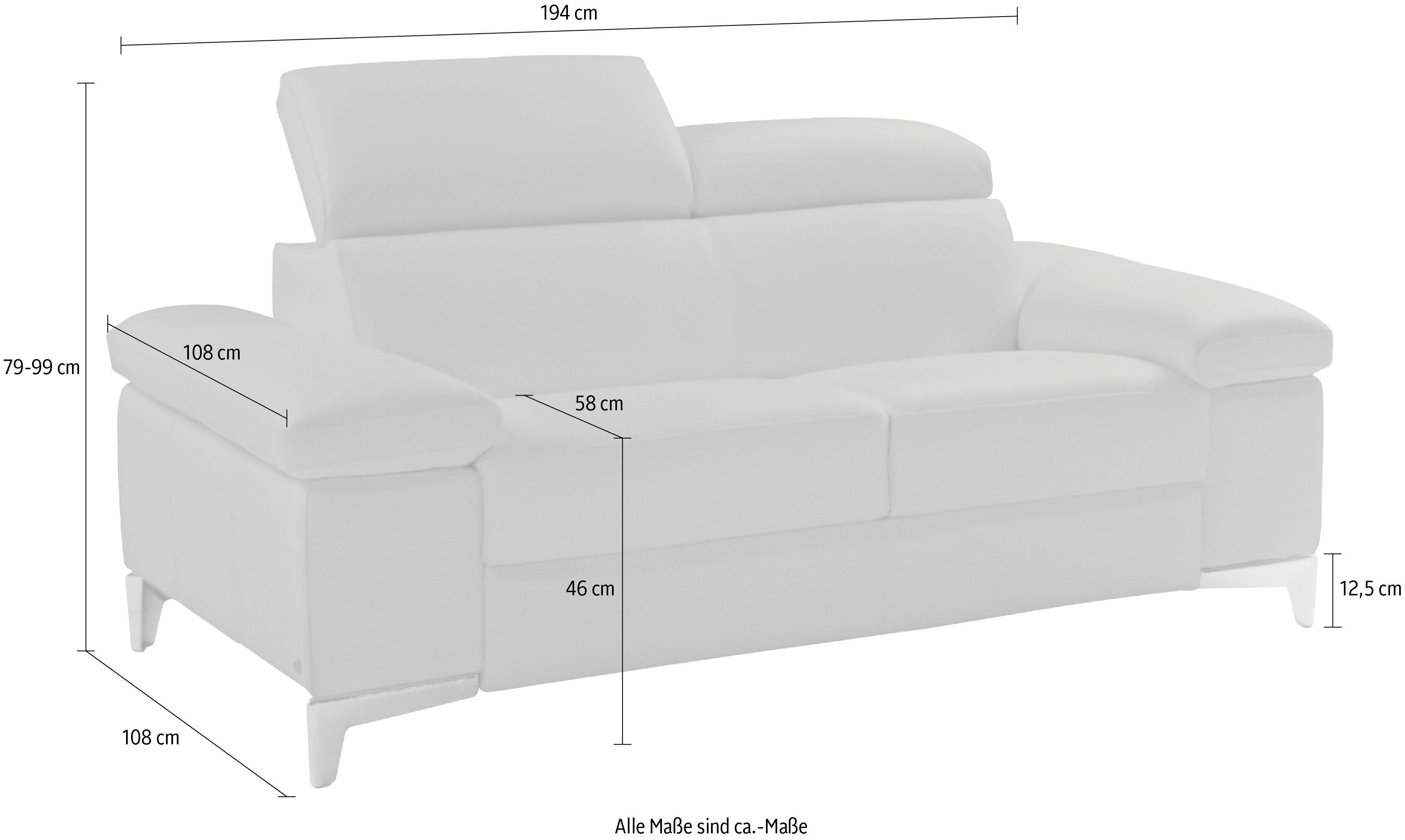 Nicoletti Home Kopfteilverstellung, 2,5-Sitzer, ohne mit pure mit oder Relaxfunktion weiß elektrischer