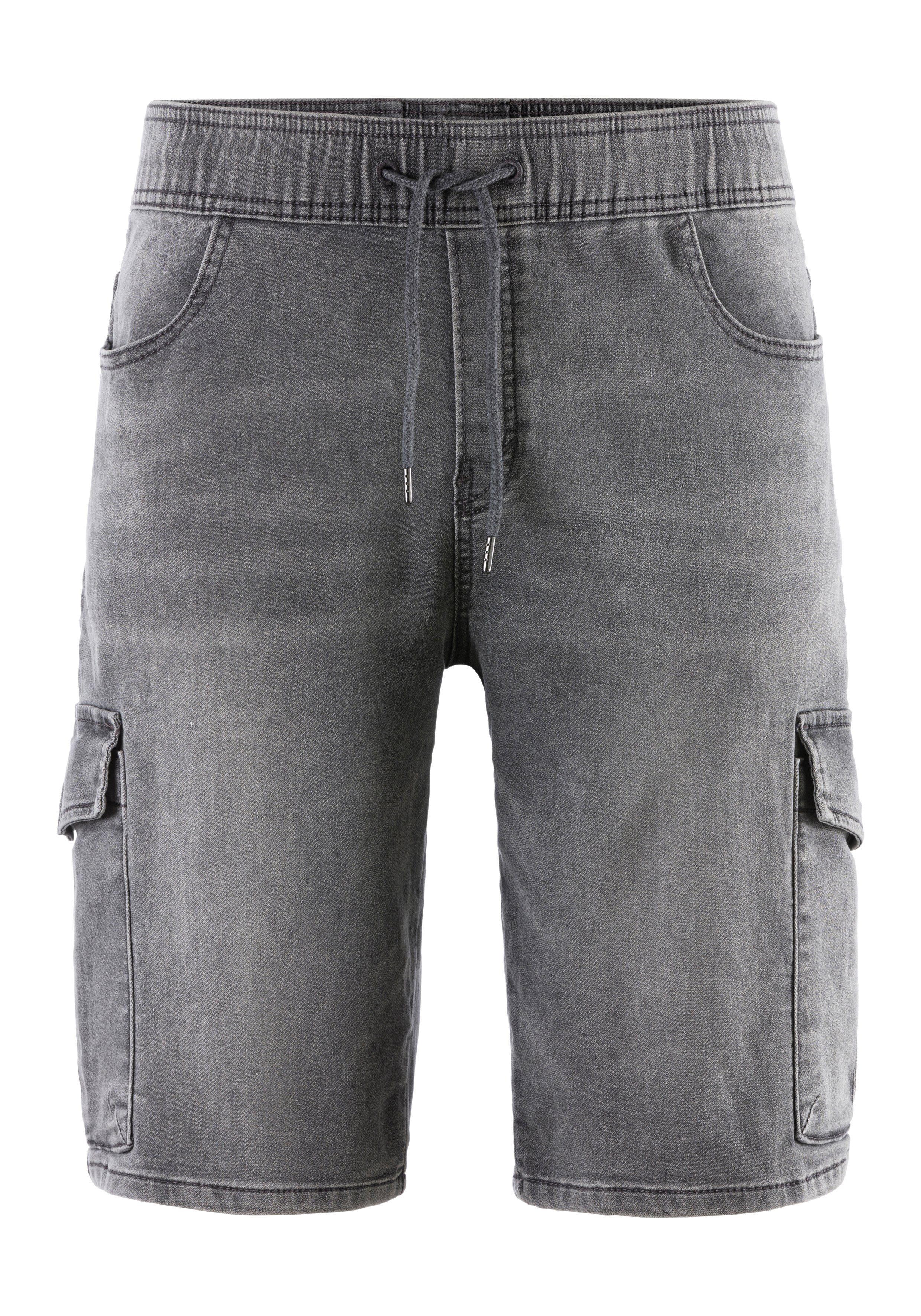 John Devin Shorts Bermuda, kurze Jogger Pants mit Cargotaschen, knielang, elastische Schlupf-Bermuda