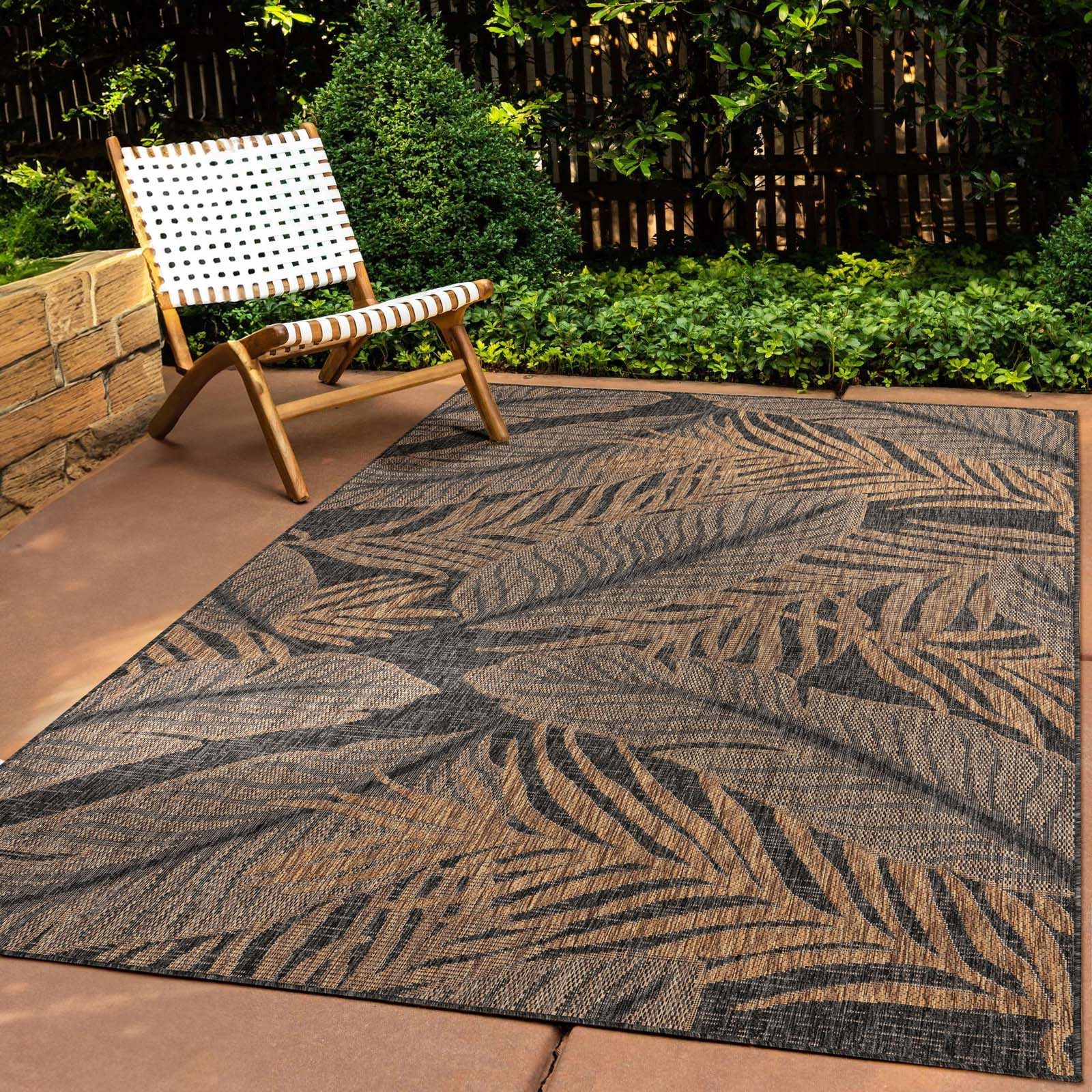 Teppich Tara Carpet Columbia-Fashion Plant In & Outdoor auch für die Küche, TaraCarpet, rechteckig, Höhe: 5 mm, Balkon Terrasse Wintergarten Plant natur schwarz Esszimmer 67x180