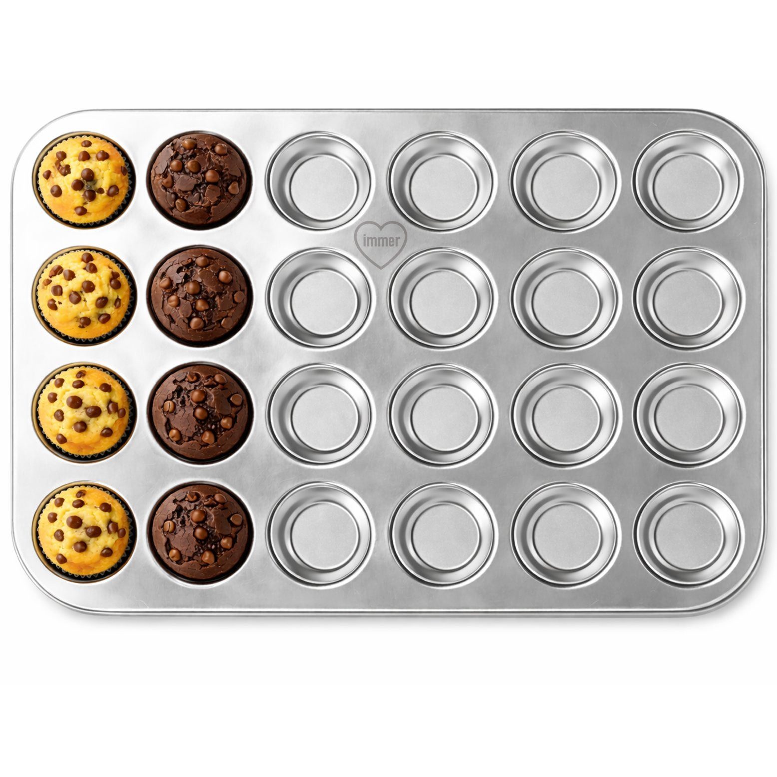 immer Muffinform Backform Set Muffinform Edelstahl: Muffinblech 24er Mini-Muffins, (Muffinblech-Set 2-tlg)
