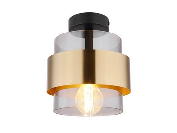 meineWunschleuchte LED Deckenleuchte, Leuchtmittel stufenweise über Wandschalter dimmbar, LED wechselbar, warmweiß, klein-e ausgefallen-e stylische Designer-lampe Rauchglas Gold, Ø18cm