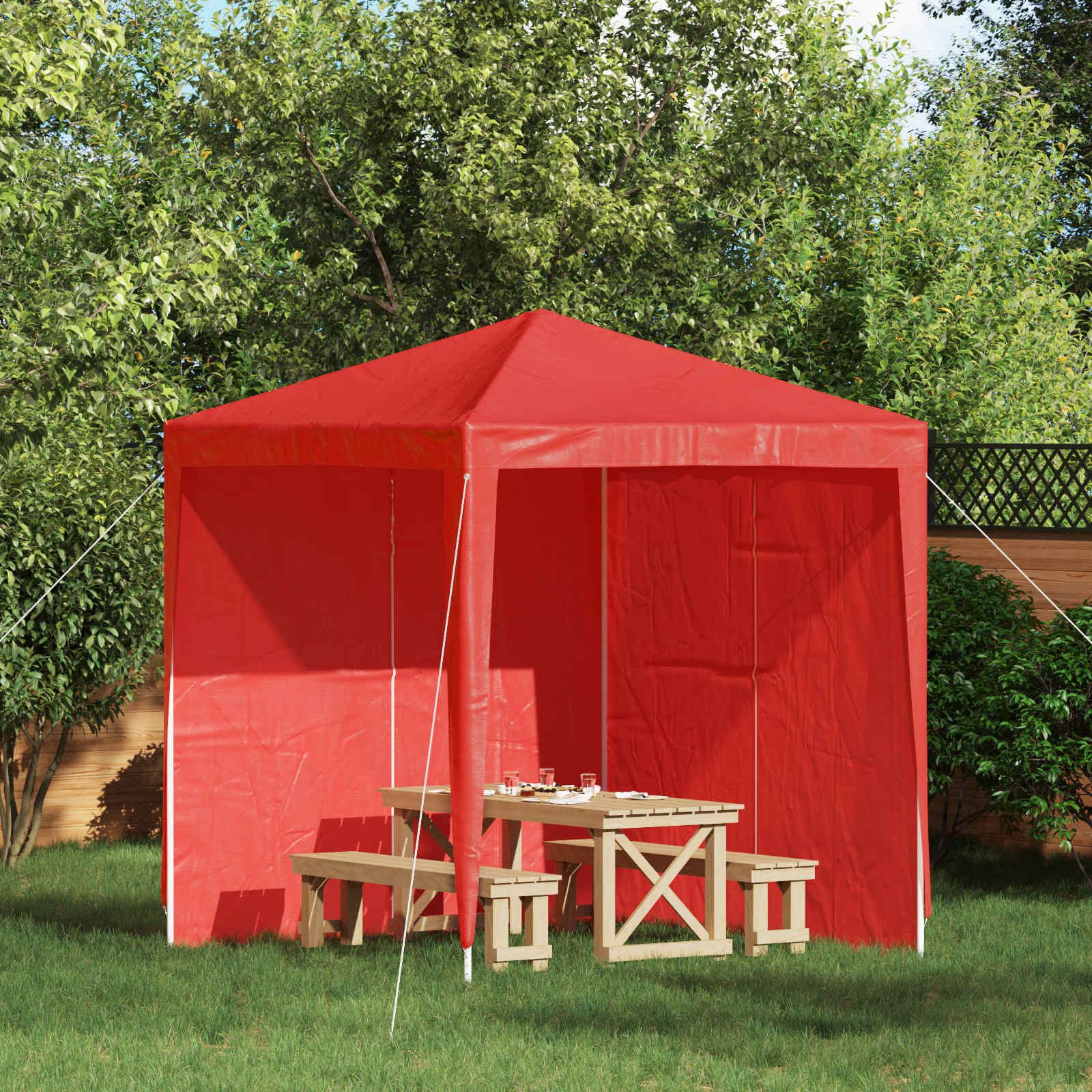 vidaXL Partyzelt Party Zelt Seitenteil 2 pcs Rot 200 x 195 cm PE und Stahl