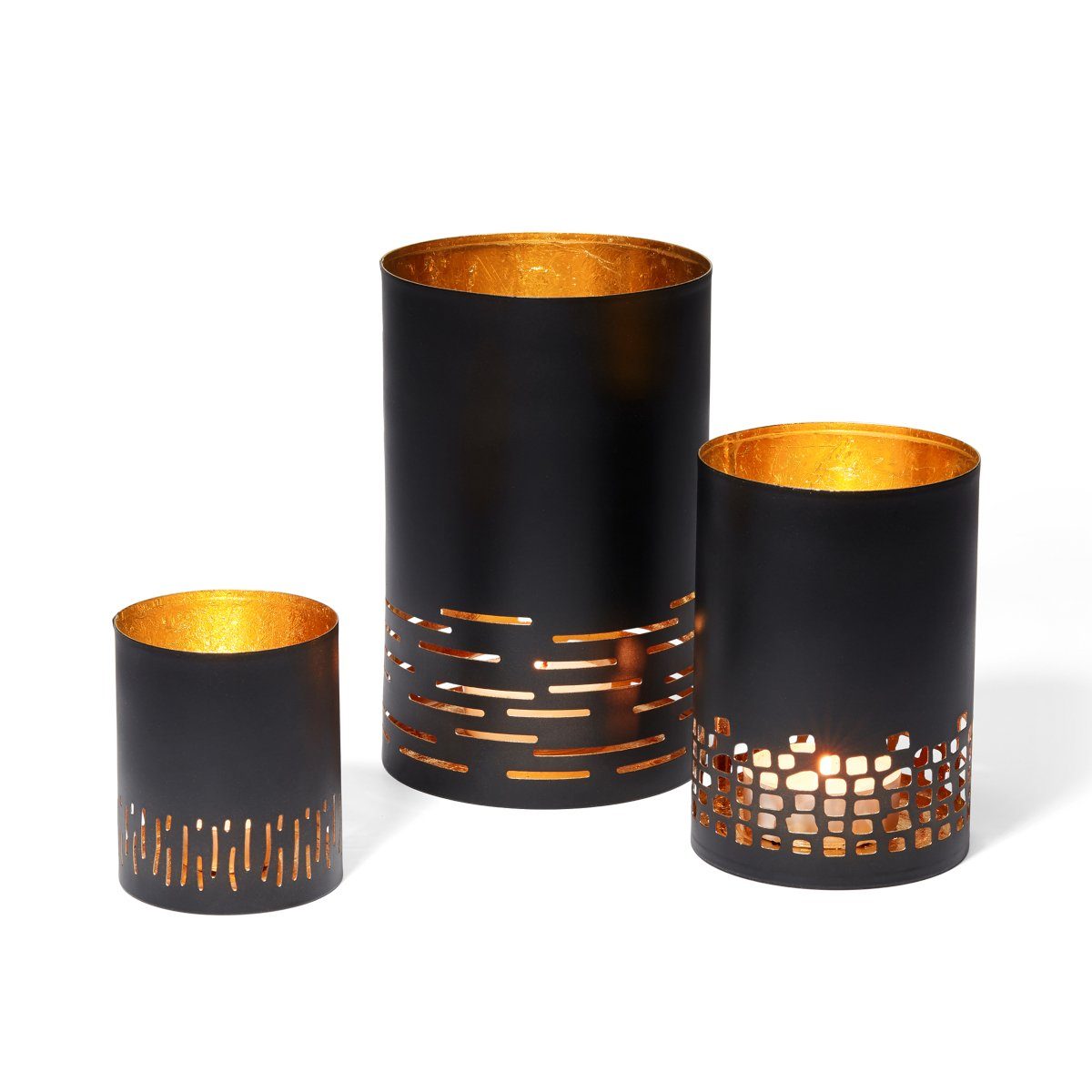 Windlicht Windlicht 3er-Set mit Blattgold