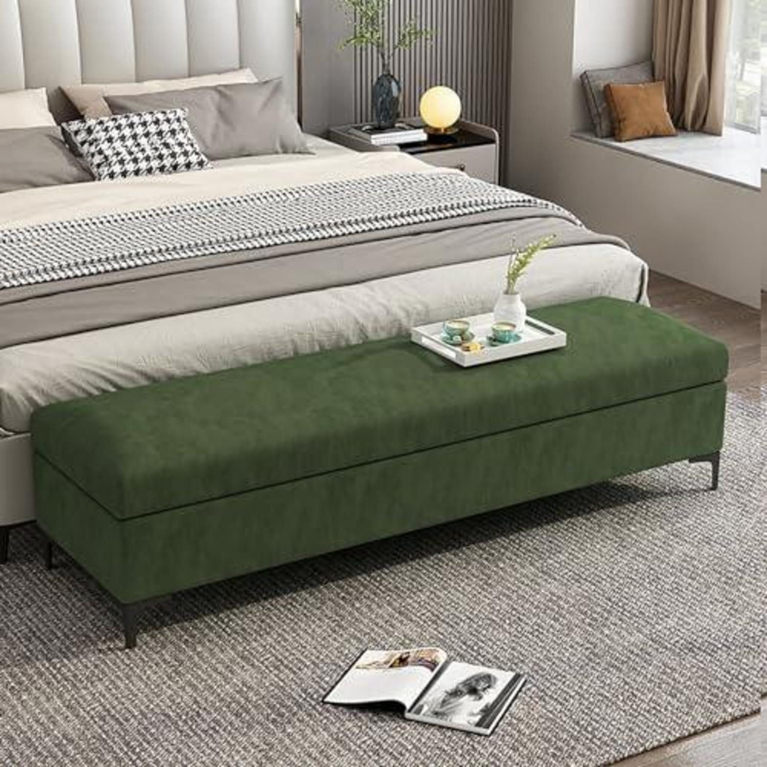 LuxusKollektion Bettbank Sitzbank mit Stauraum Dark Green 80*40*40cm (1-St)