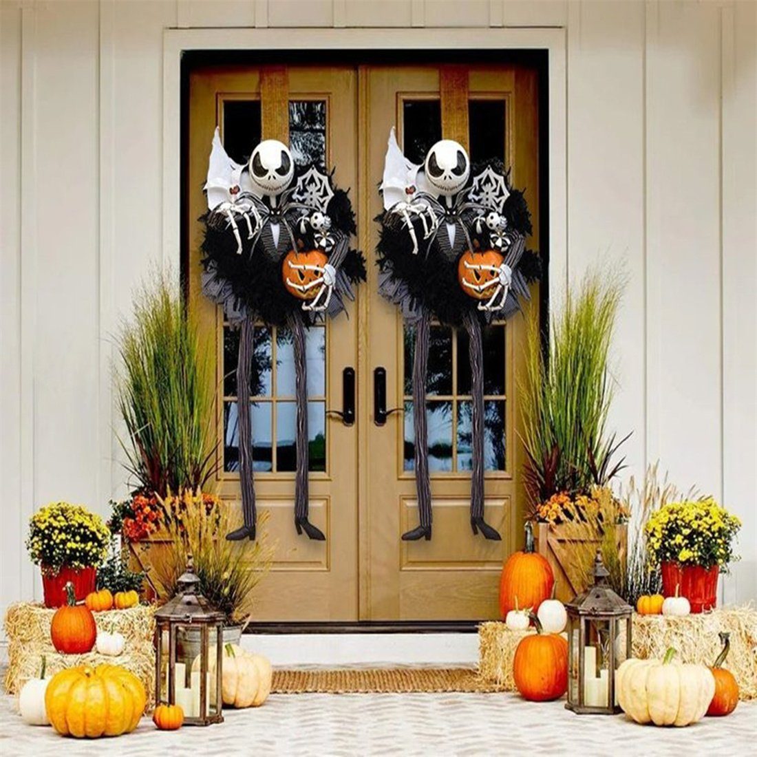 Halloween Skelett Wreath Kränze, Tür Scary DÖRÖY Kunstgirlande hängen, Pumpkin dekorative