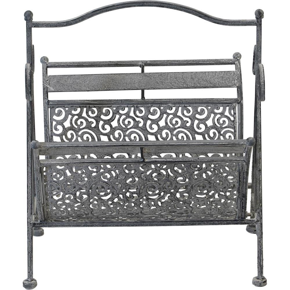 Lesli Living Zeitungsständer Zeitungsständer Vintage Metall grau – Zeitschriftenhalter Shabby Chic (1 St)