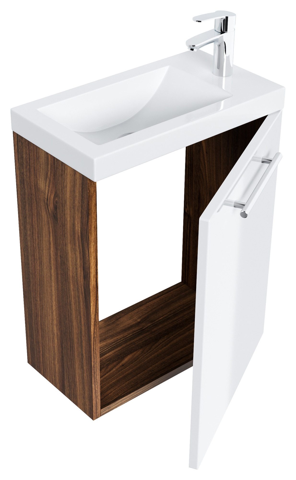Magnolia Home Waschtisch Badmöbel Salona 50 cm Weiss / Walnuss