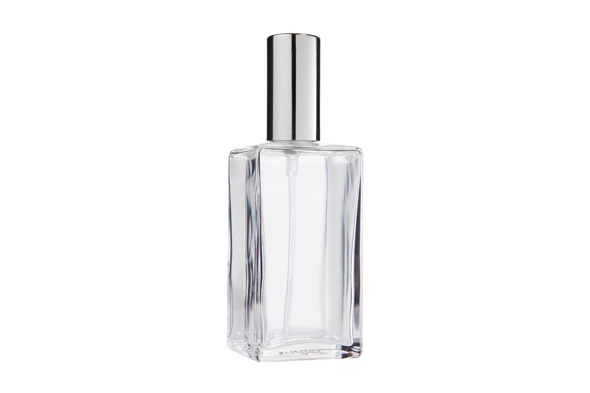 Fantasia Beauty Parfümzerstäuber Tischzerstäuber, Glas-Flasche, eckig, mit Zerstäuberpumpe chromfarben (1 St)