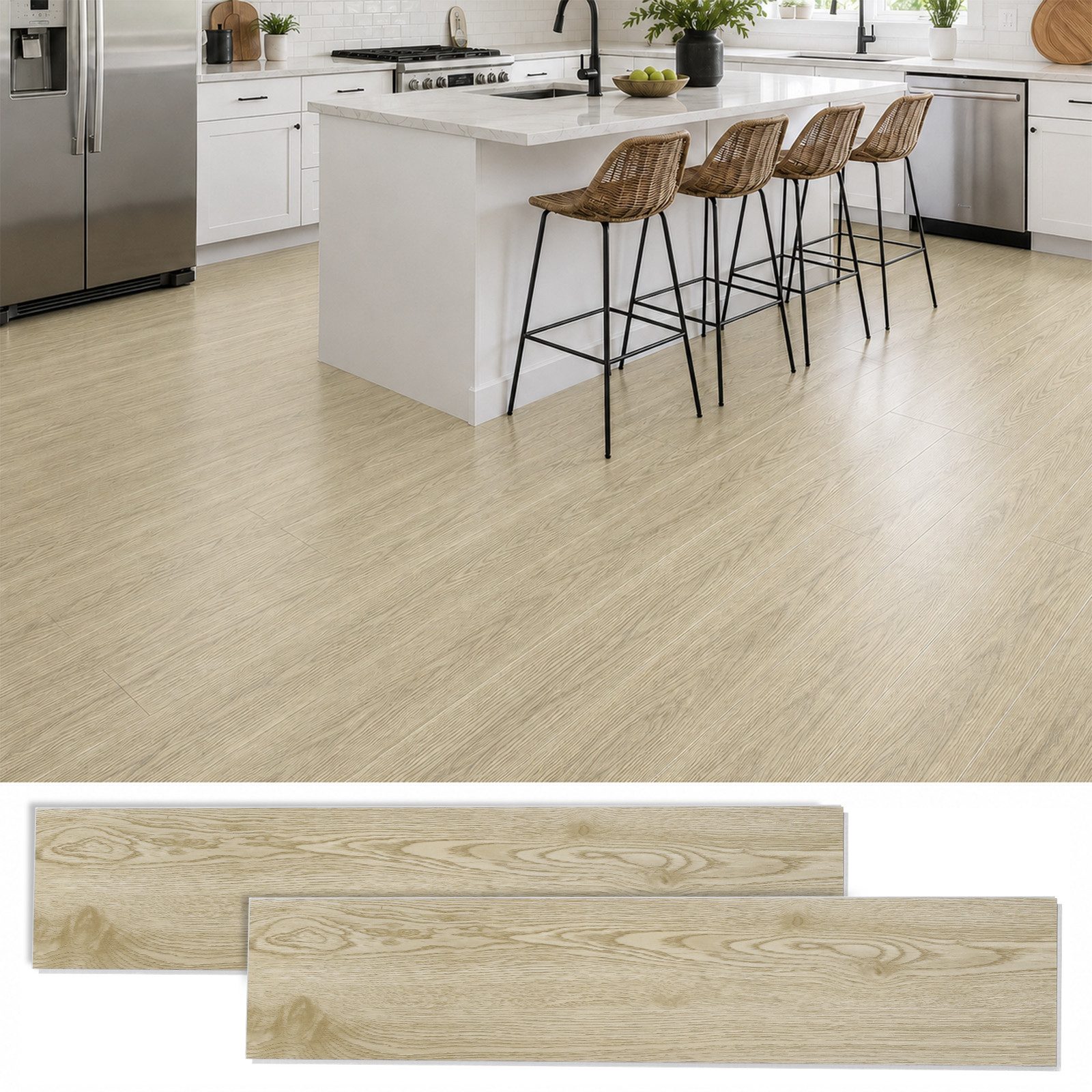 LEMLIT Vinylboden Klick Hartvinylboden Rigid SPC Landhausdiele Holzoptik - Klick-Vinyl, fast auf jeder Oberfläche anwendbar, 18 Stück, 1,47 m² - 18 Dielen, Klick Vinylboden Bodenfliesen mit Klicksystem 1.47m ² (18er Fliesen)