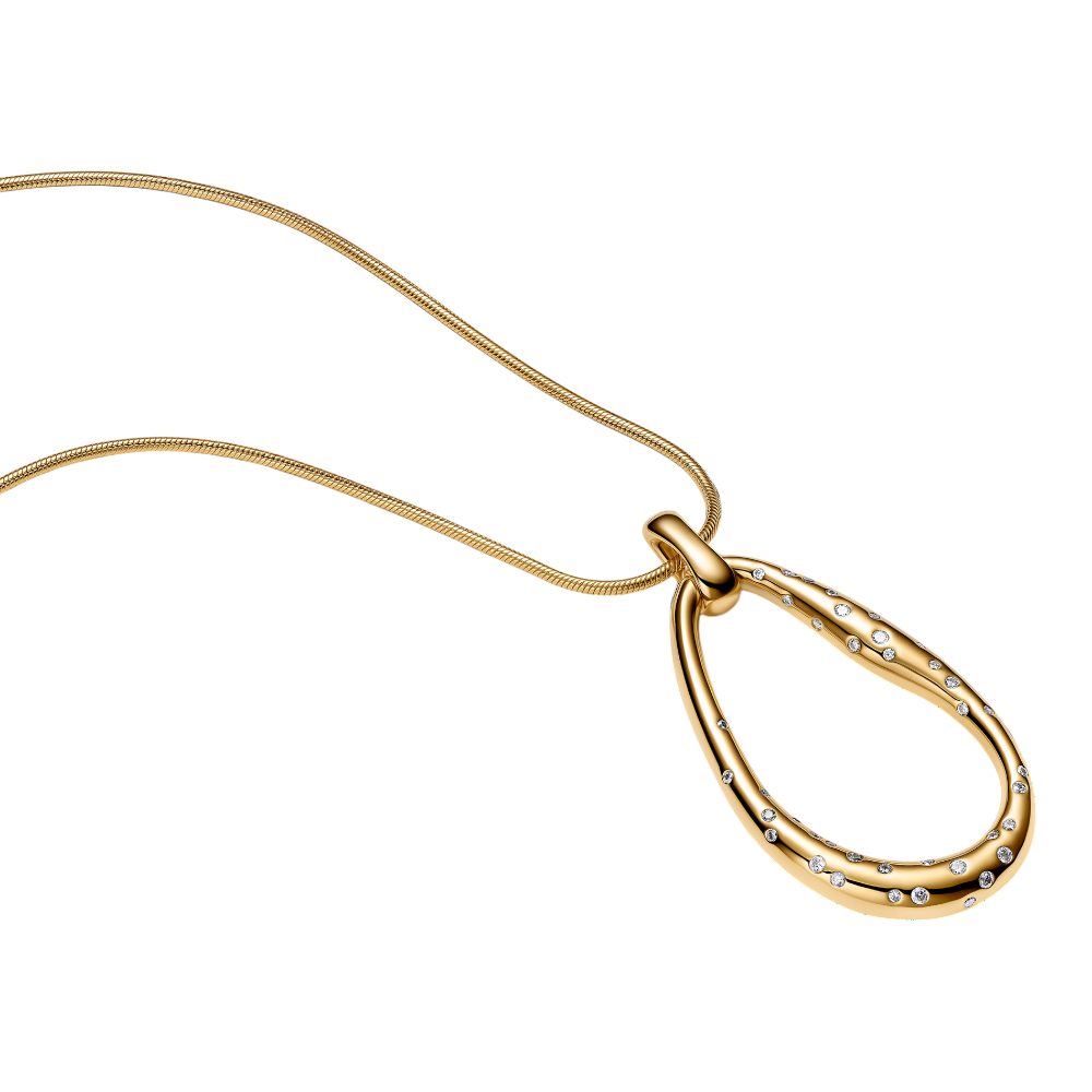 Pandora Kette mit Anhänger 364667C01-90, Vergoldet, Zirkonia, Organisch