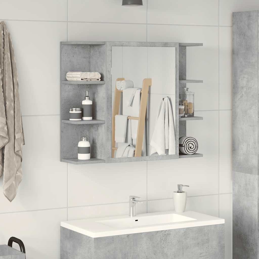 vidaXL Badezimmerspiegelschrank Bad-Spiegelschrank Betongrau 80x20,5x64 cm Holzwerkstoff (1-St)