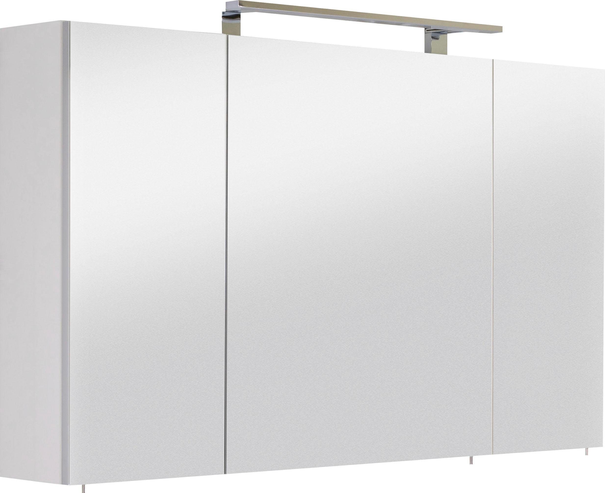 OPTIFIT Spiegelschrank Mino Breite 120 cm Seidenglanz weiß | Seidenglanz weiß