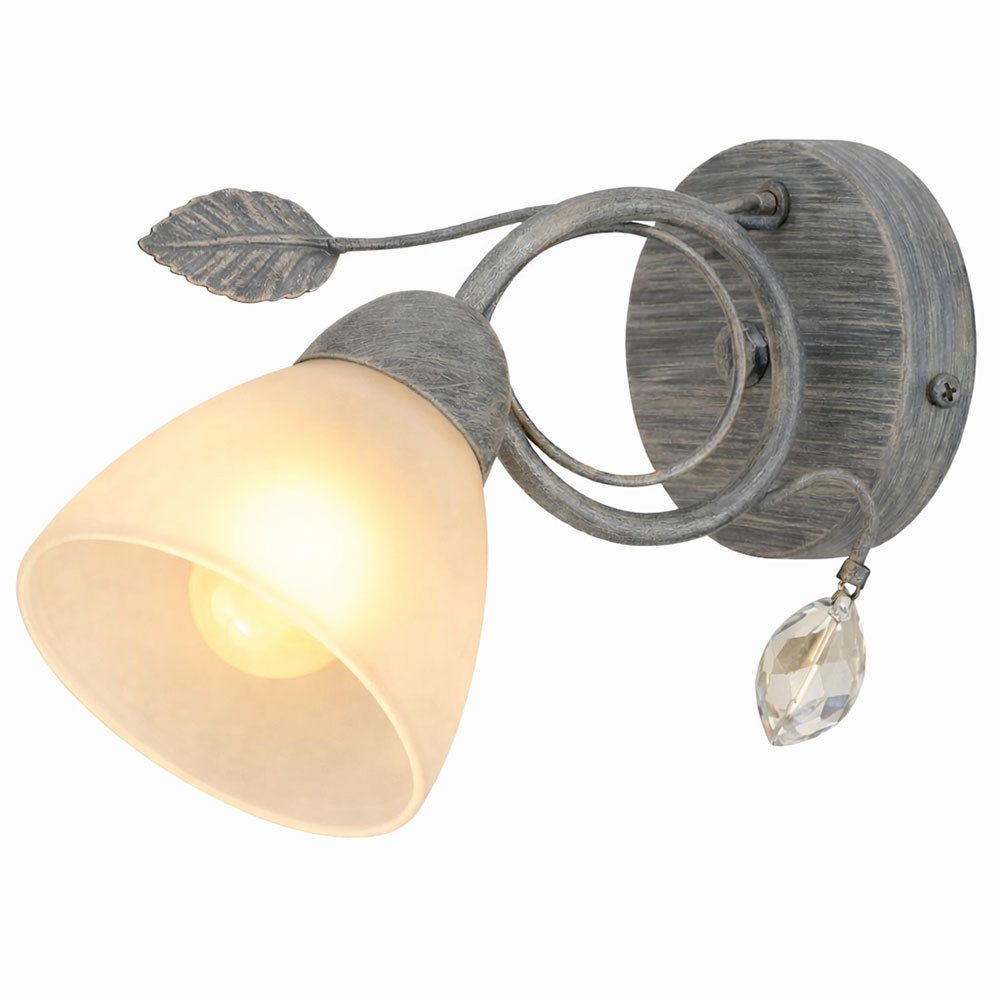 TRIO Leuchten Wandleuchte, Leuchtmittel nicht inklusive, Landhaus Stil Wand Beleuchtung Lampe Leuchte grau antik Blätter
