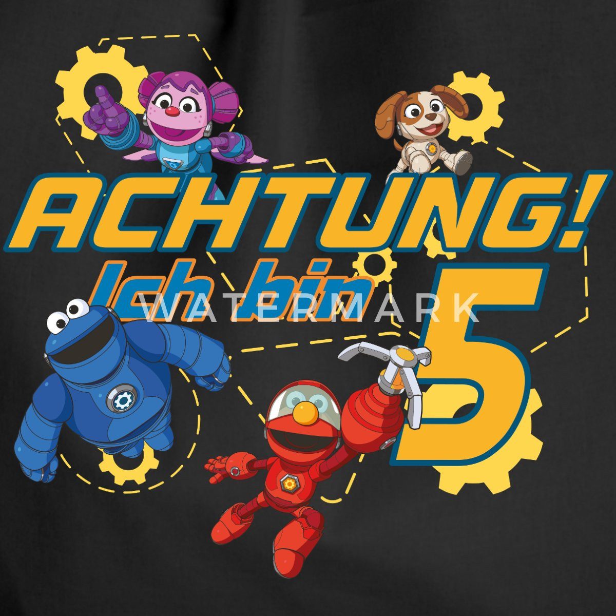 Spreadshirt Turnbeutel Achtung Ich Bin 5 Jahre Alt Mecha Builders Team Turnbeutel (1-tlg)