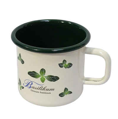 Linoows Tasse Emaille Tasse, Henkelbecher, Outdoor Kaffeetasse, Emaille, Henkeltasse, Outdoor Henkelbecher Garten Kräuter 8 cm.