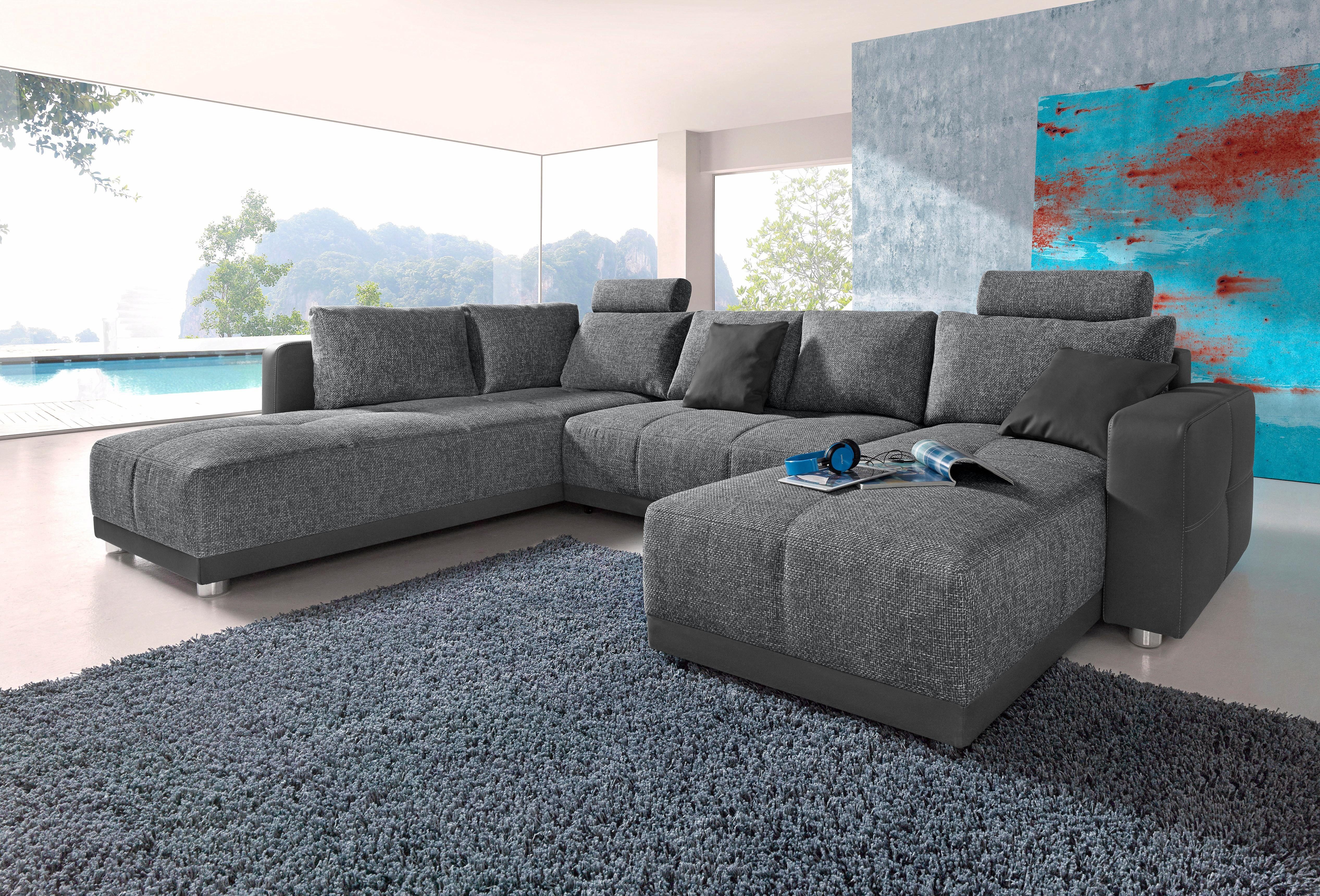 Jockenhöfer Gruppe Wohnlandschaft Orlando U-Form, B: 337 cm, Liegefl. 135x305 cm, mit Schlaffunktion, Bettkasten, 2 Kopfstützen & 2 Zierkissen,Federkern – Bild 2 von 5