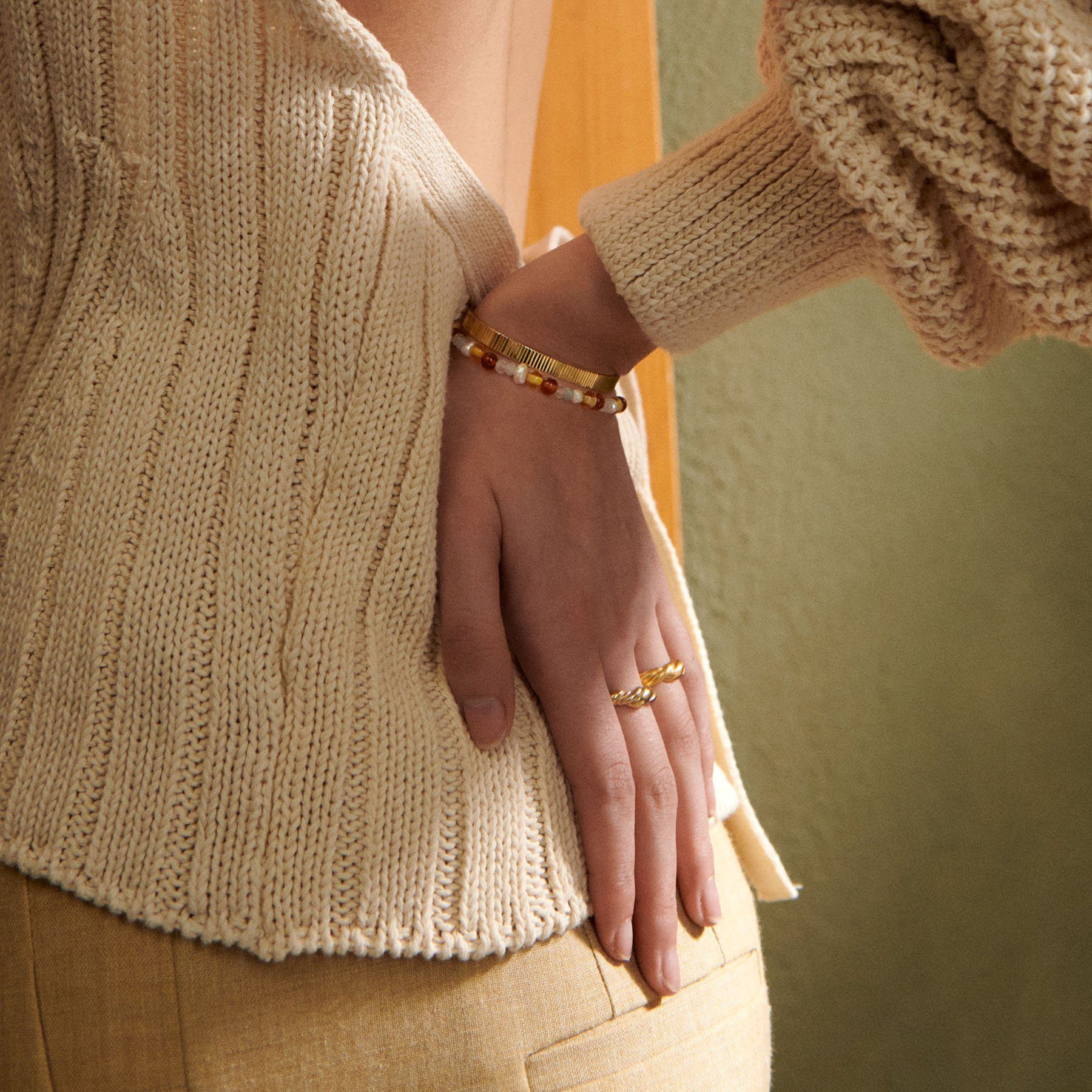 Damen Glow Amber Perlenarmband Pernille Vergoldet Armband Bracelet Corydon