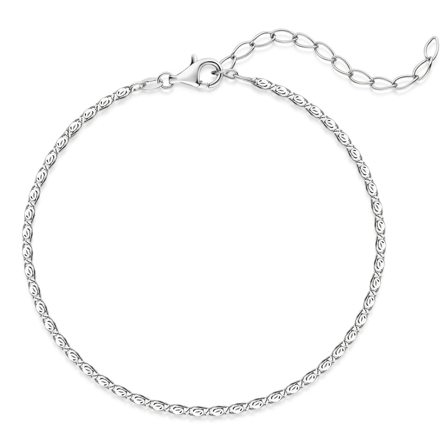 Materia Silberarmband Damen Herren S-Panzerkette filigran 18-23cm SA-25-Silber, 925 Sterling Silber