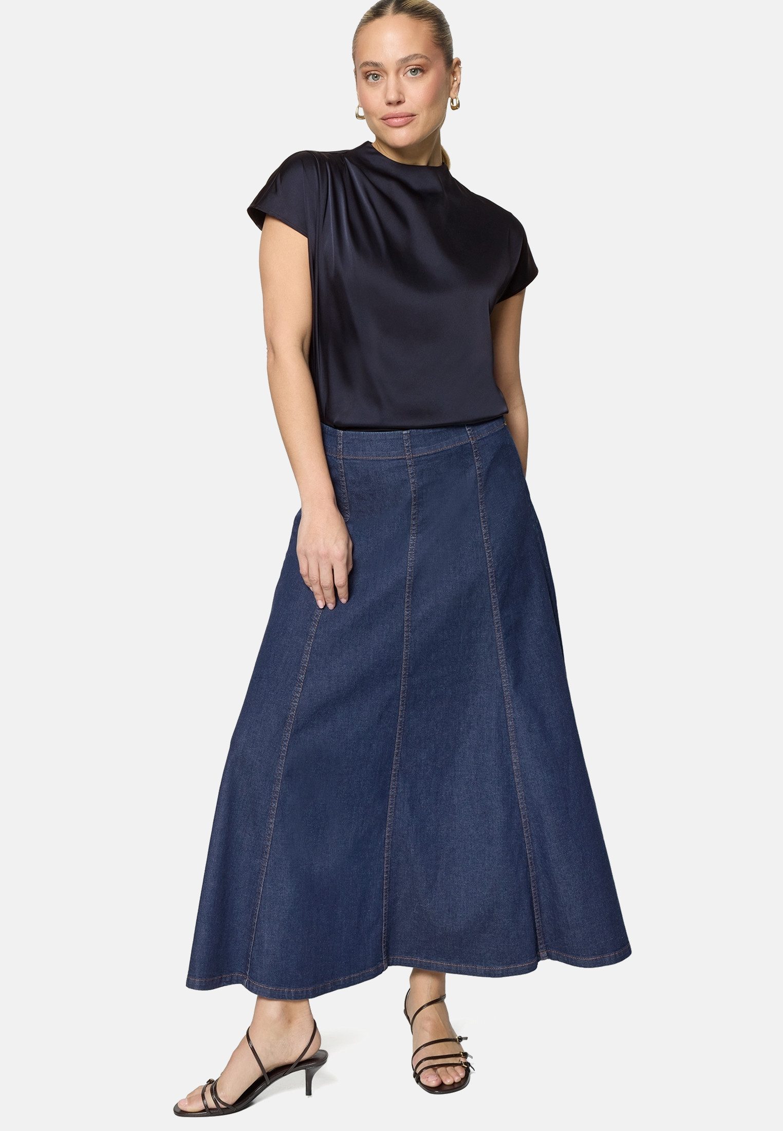 Zero Satinbluse Damen mit Kragen