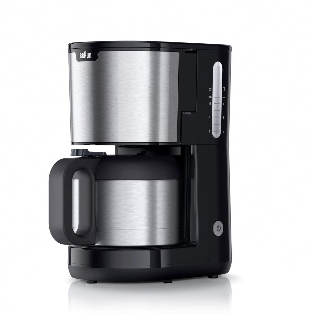 Braun Filterkaffeemaschine PurShine KF1505 BK, 1,2l Kaffeekanne, Papierfilter, 1000W, automatische Abschaltung, herausnehmbarer Filterkorb, Edelstahl