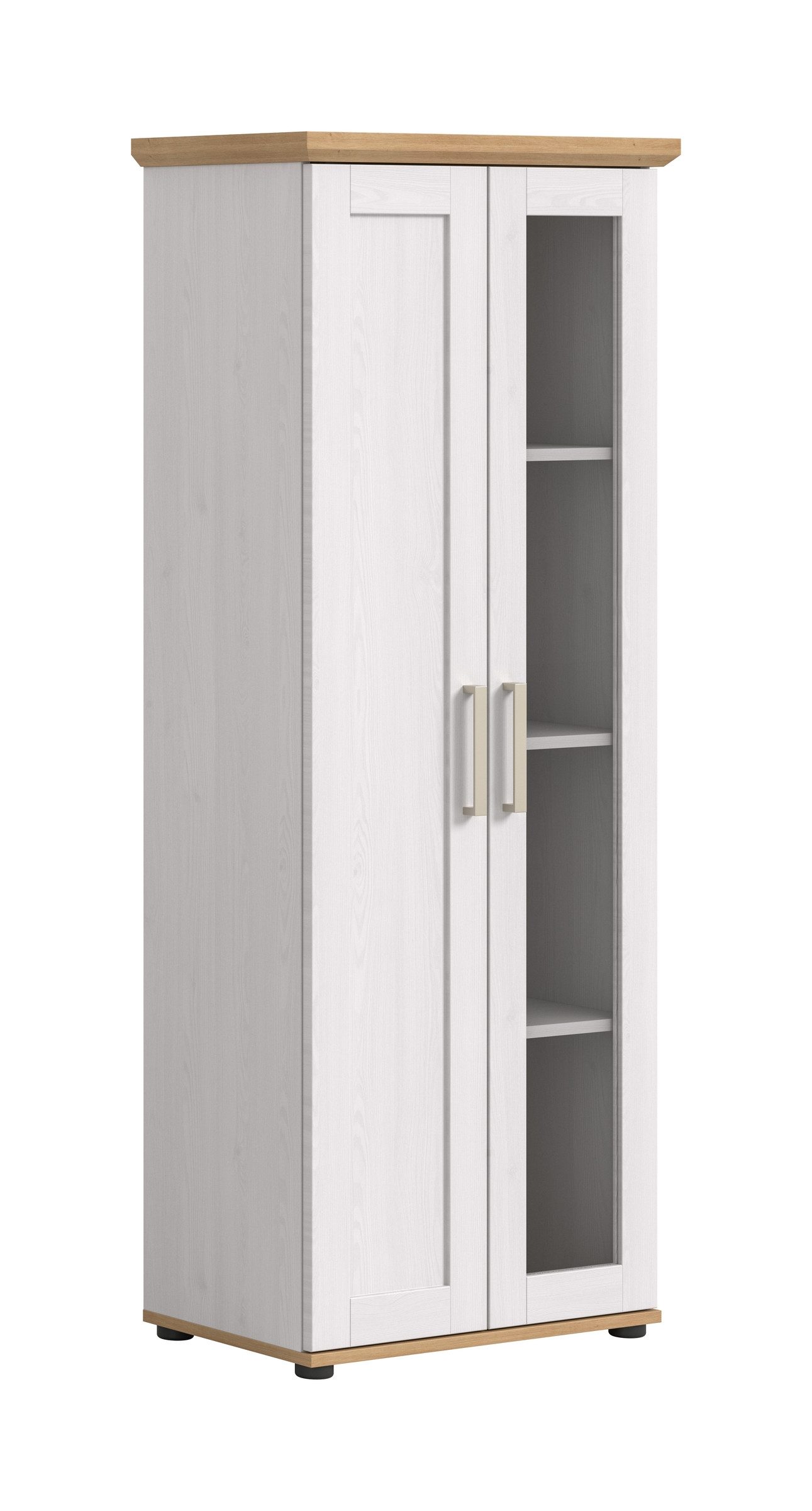 freiraum Vitrine Verona 2 Türen, re./ li. montierbar, Sibiu Lärche Dekor - 64x161x37cm (BxHxT)