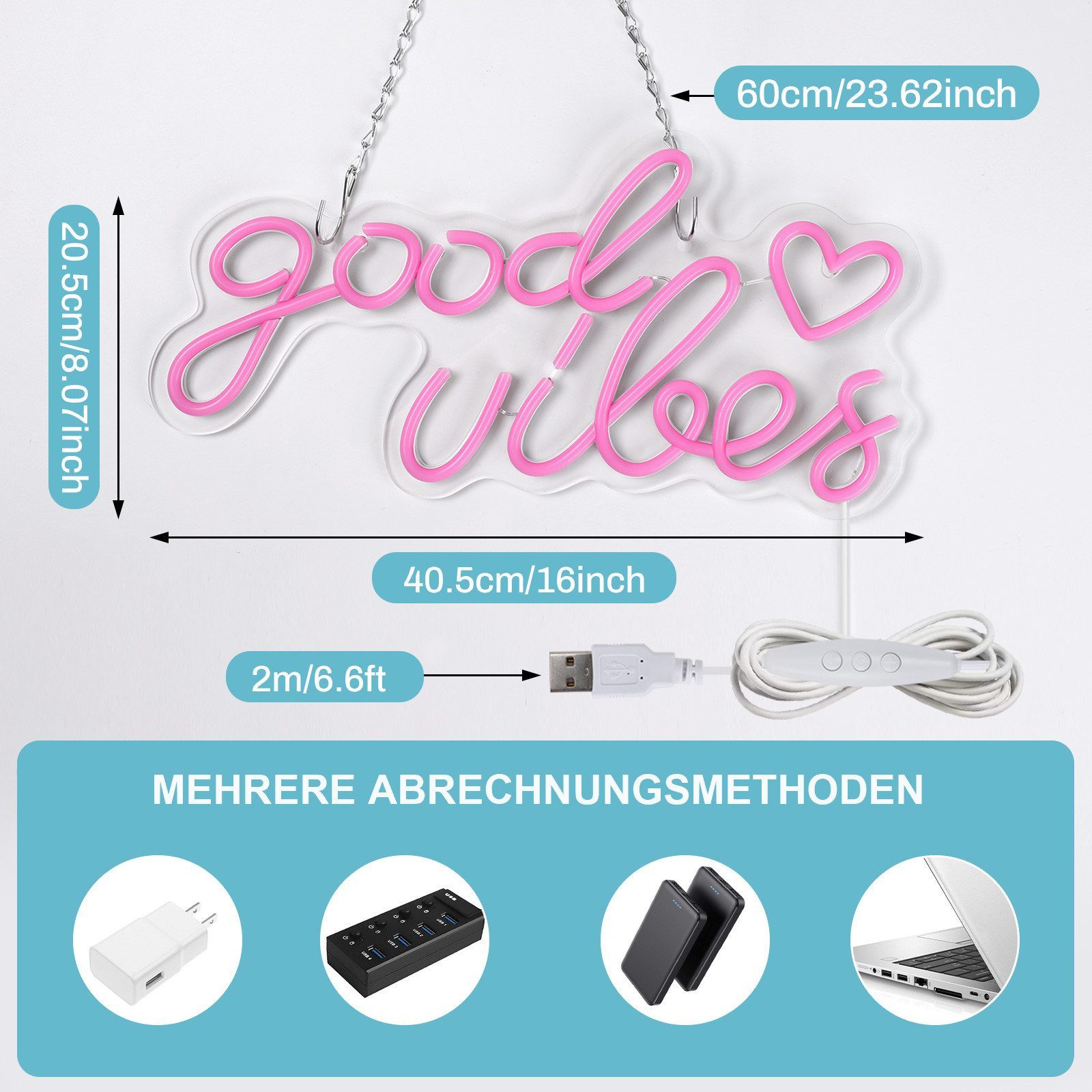 MUPOO LED Dekolicht Good Vibes Neonschild günstig online kaufen