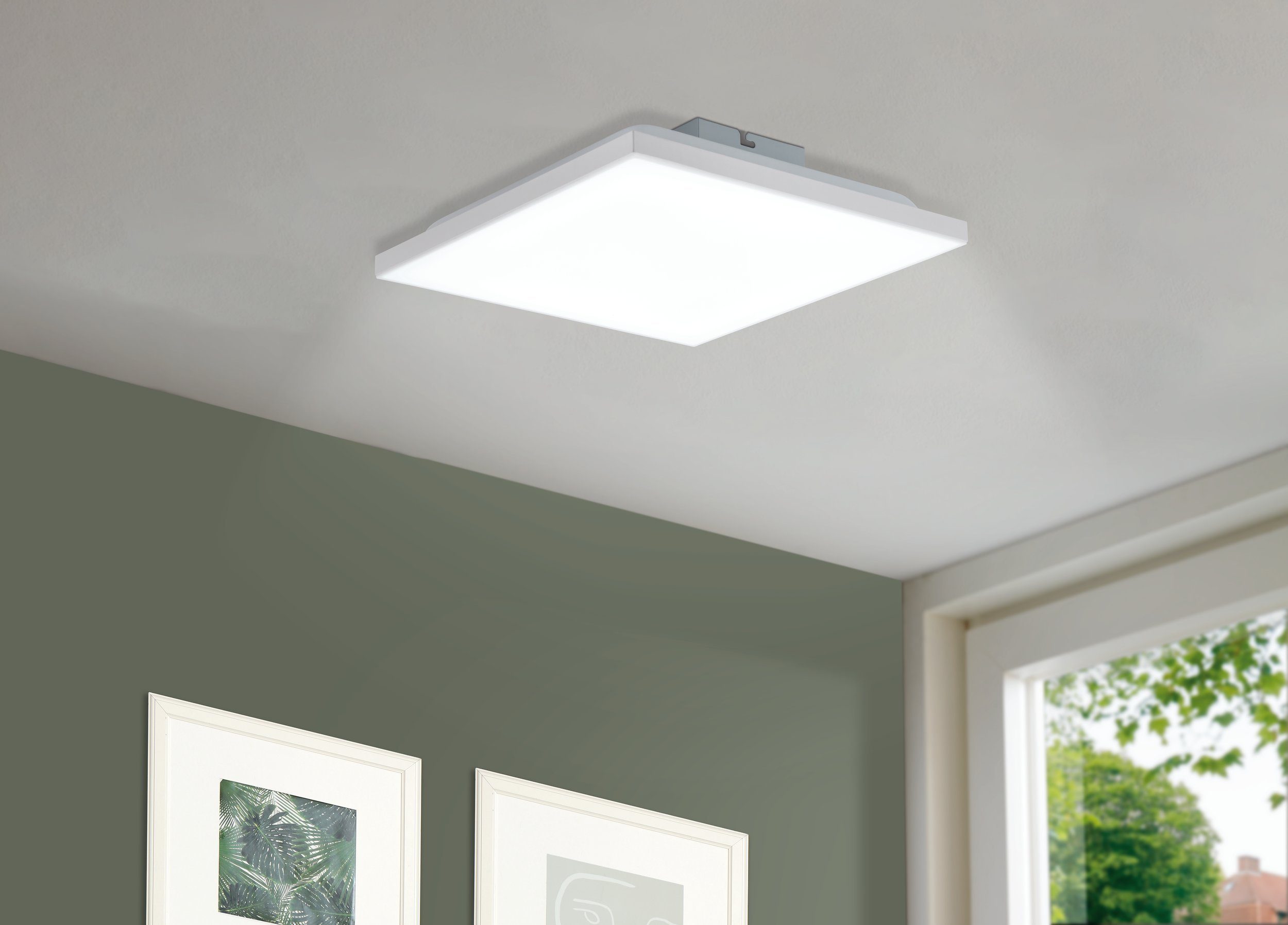 EGLO LED Deckenleuchte Calemar, Leuchtmittel inklusive, Deckenlampe, Lampe für Büro und Küche, neutralweiß, 29x29 cm