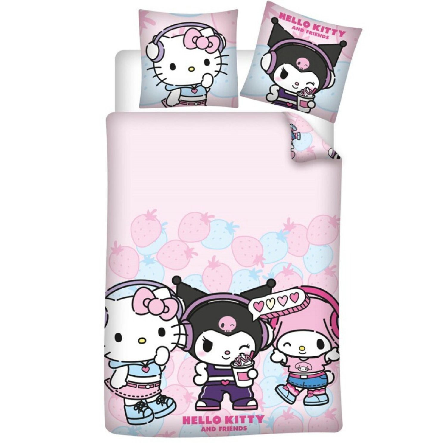 Hello Kitty Bettwäsche Hello Kitty Kuromi Melody Mädchen Kinder Bettwäsche 2tlg. Set, 2 teilig, 135/140x200 65x65 cm
