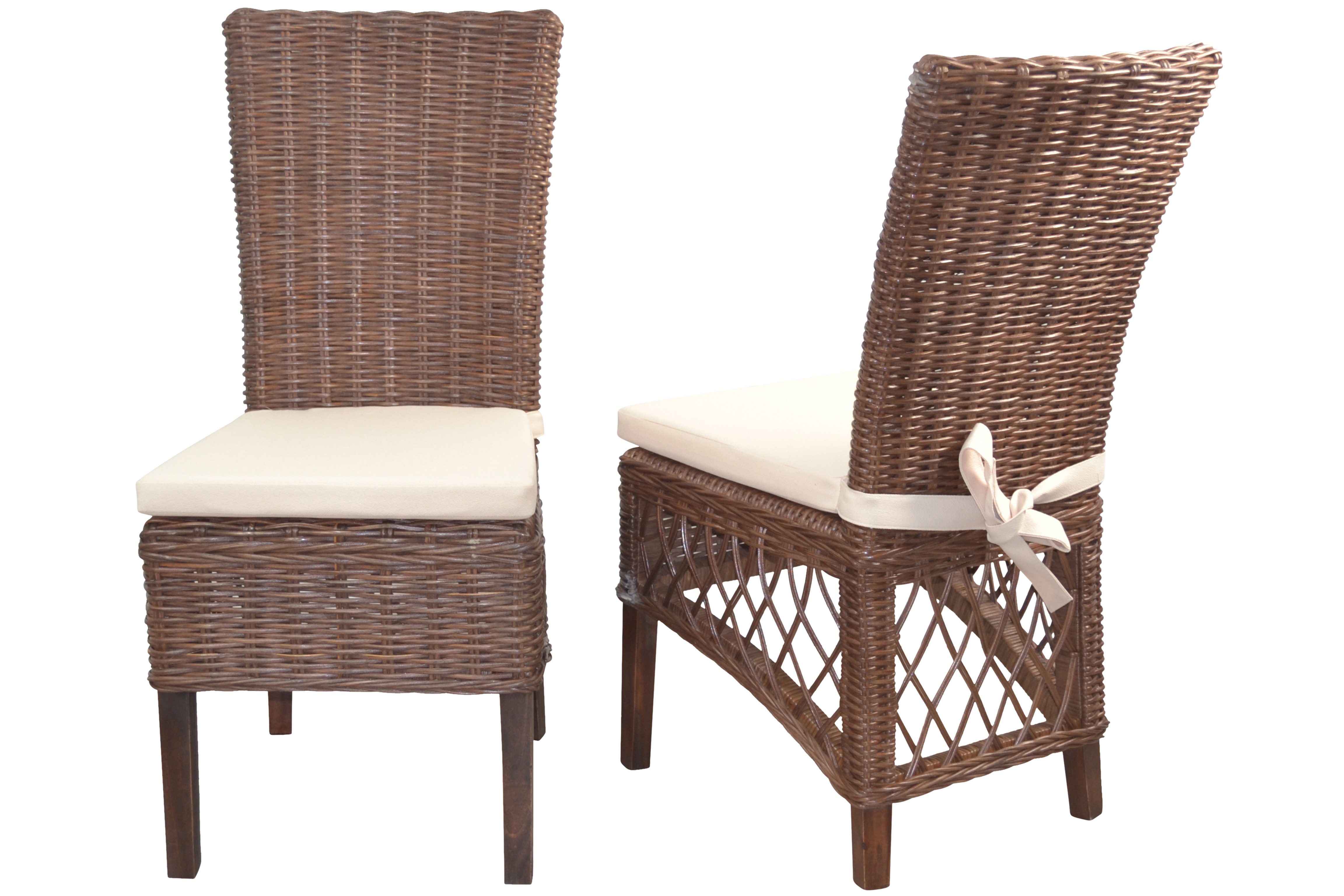 moebel-direkt-online Rattanstuhl 2Rattanstühle inklusive Sitzkissen (2er-Set), 2er-Set mit Sitzkissen