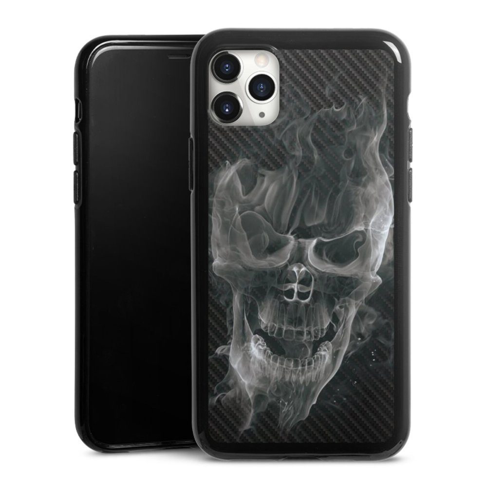 Handyhülle Totenkopf Schädel Carbon Smoke Skull Carbon