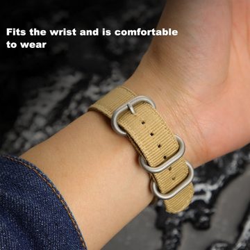Wigento Smartwatch-Armband Für Google Pixel Watch Gewebtes Nylon Style Armband mit Stahl-Schnalle Army Grün / Schwarz Smart Uhr