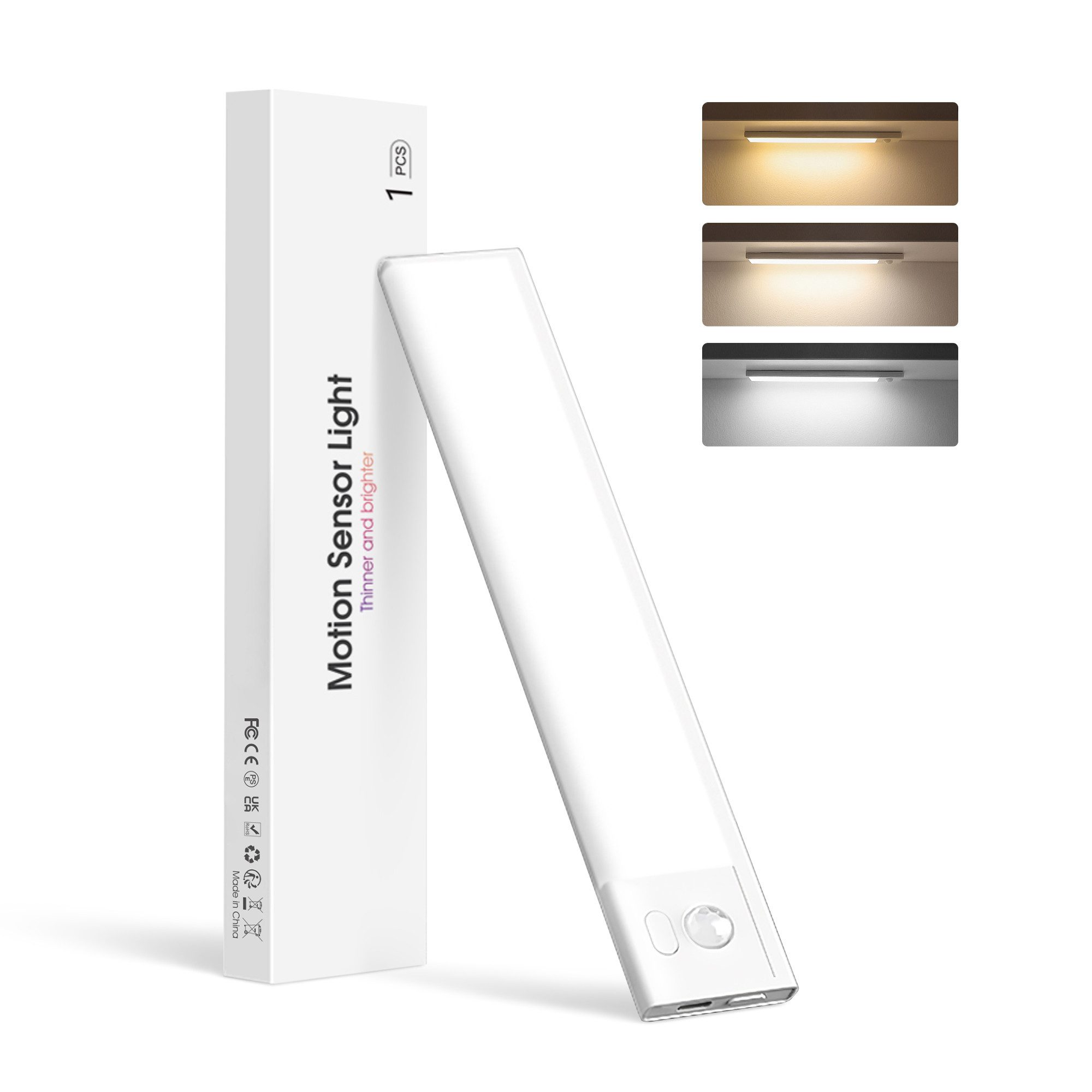 Fanttik LED Unterbauleuchte Schrankbeleuchtung mit Bewegungsmelder 3 Farbmo günstig online kaufen