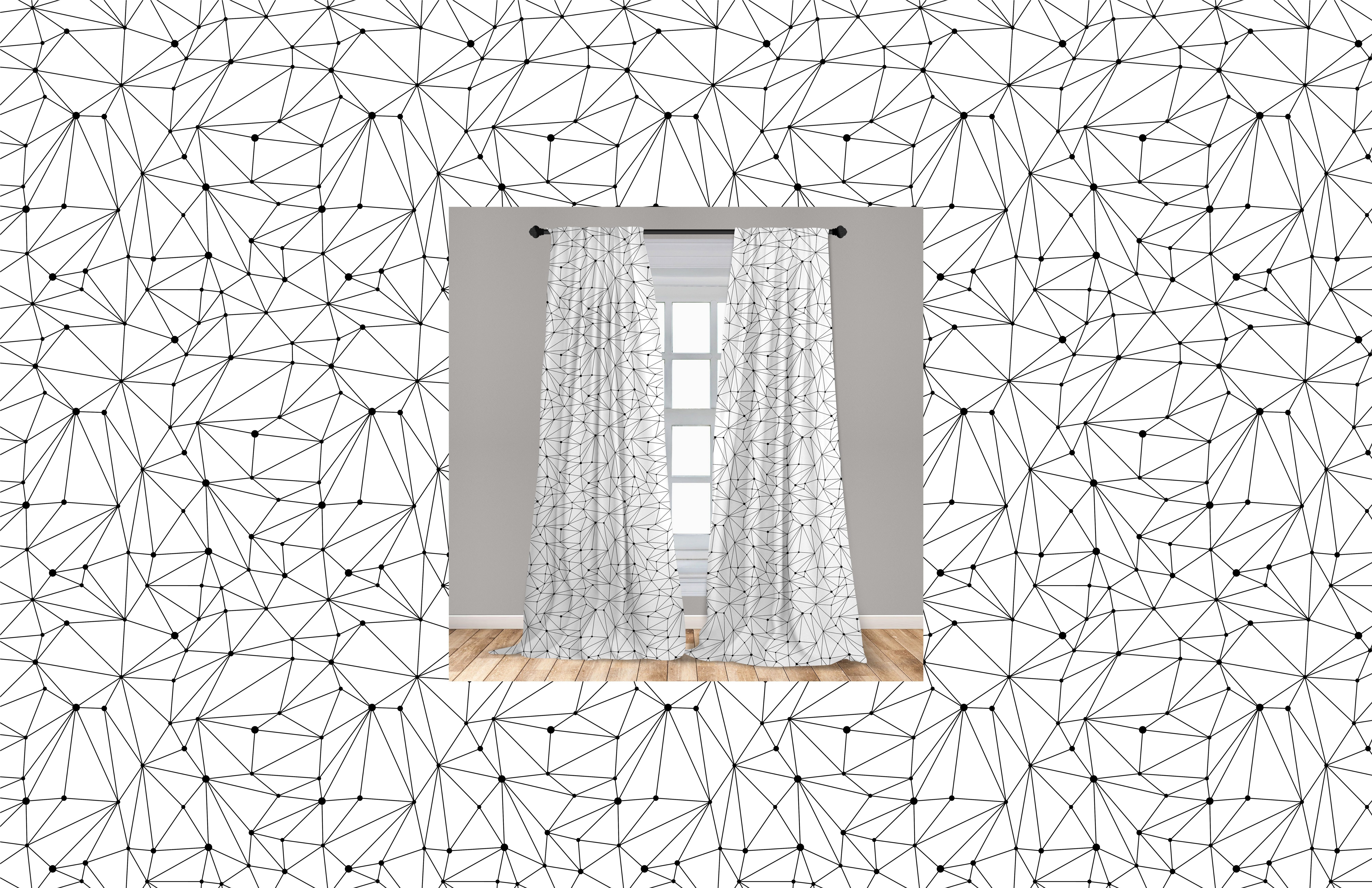 Netzlinien Abakuhaus, Vorhang Dot Gardine für Microfaser, Dekor, Modernistic Wohnzimmer Schlafzimmer Weiß