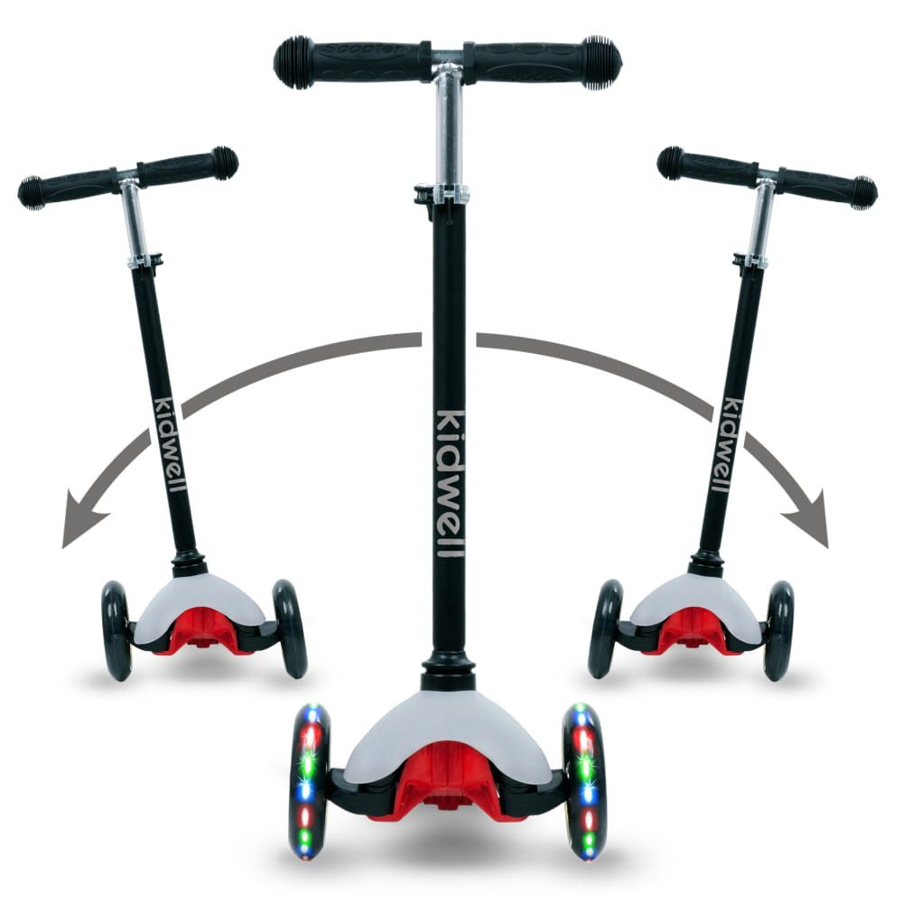 COIL Dreiradscooter Kinderroller, Tretroller, Dreirad-Balance-Roller, Cityroller, 10 km/h, ABEC-7-Lager, 3-stufige Lenkradverstellung, LED-Räder