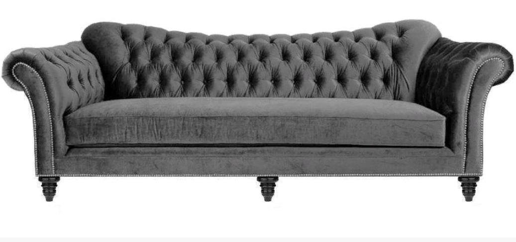 JVmoebel Chesterfield-Sofa Blauer Chesterfield Wohnzimmer Modern Design Couchen Sofa, Made in Europe Grau
