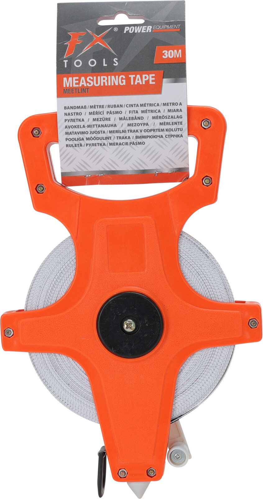Koopman Maßband Rollmaßband Messband Bandmaß 30m Kurbelmaßband, Zentimeter + Fuß, Kunststoff, Glasfaserverstärkt, Kurbelwickel