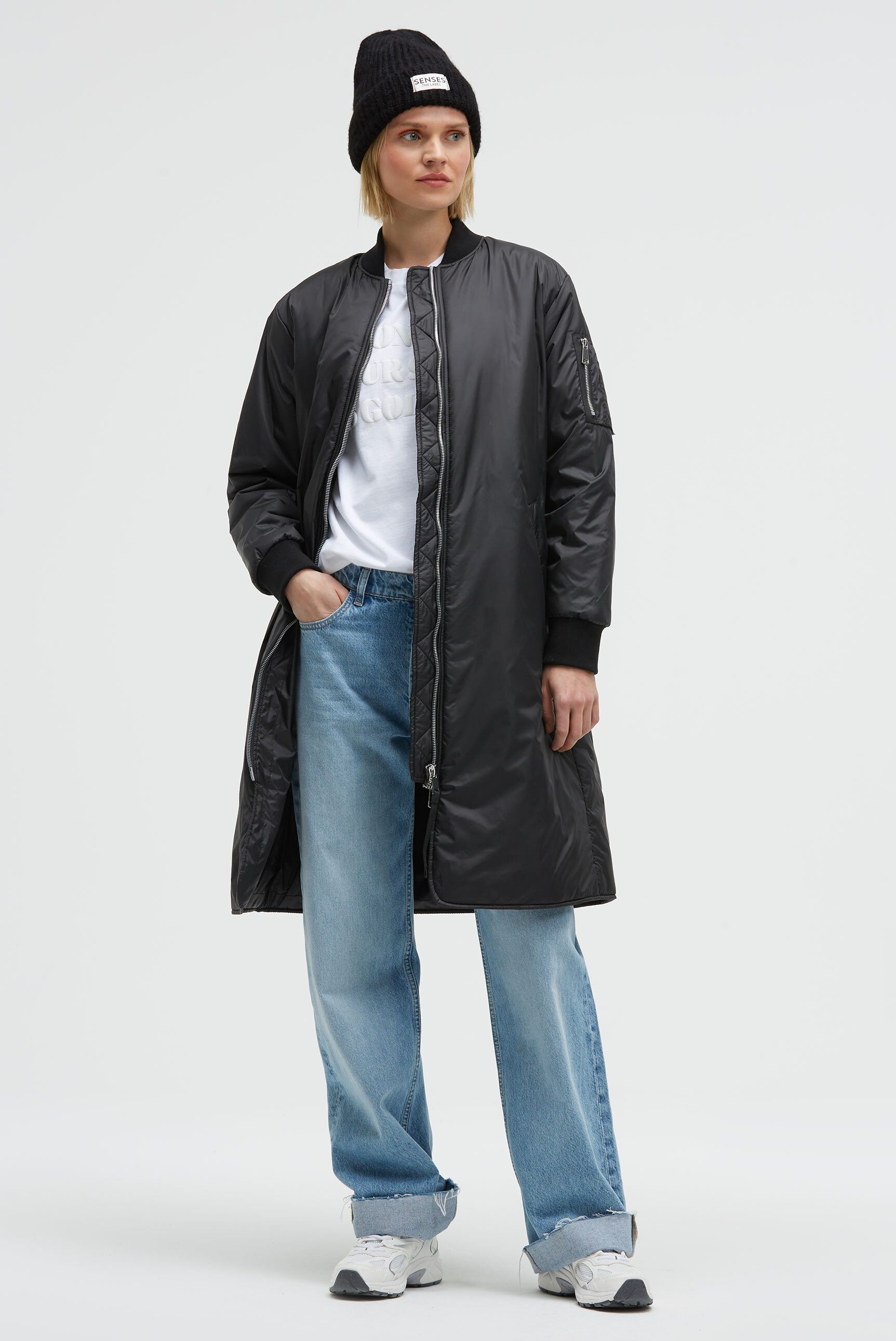 SENSES.THE LABEL Langjacke mit Zwei-Wege-Reißverschluss