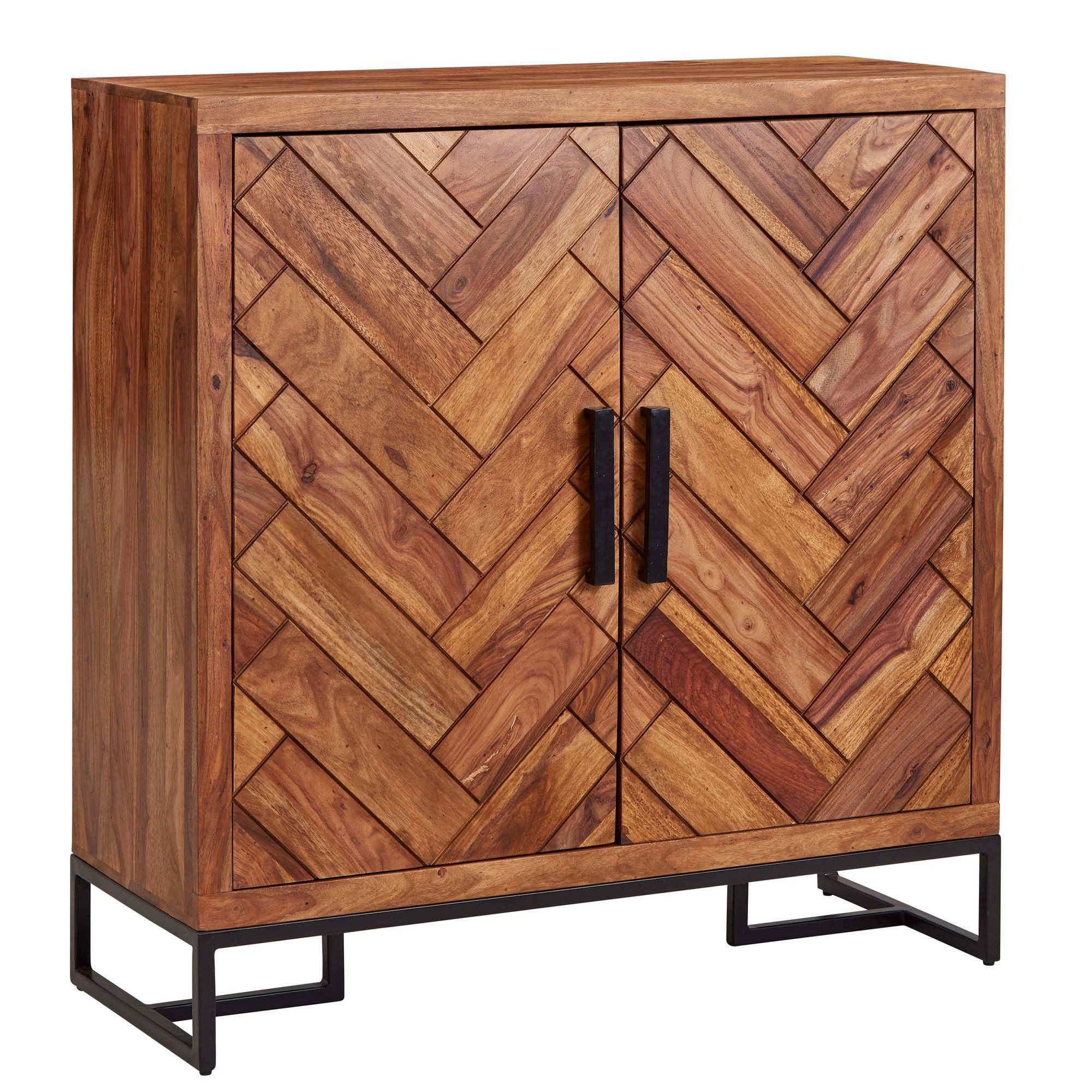 furnicato Schuhschrank Massivholz, Walnuss Finish 100x105x40 cm
