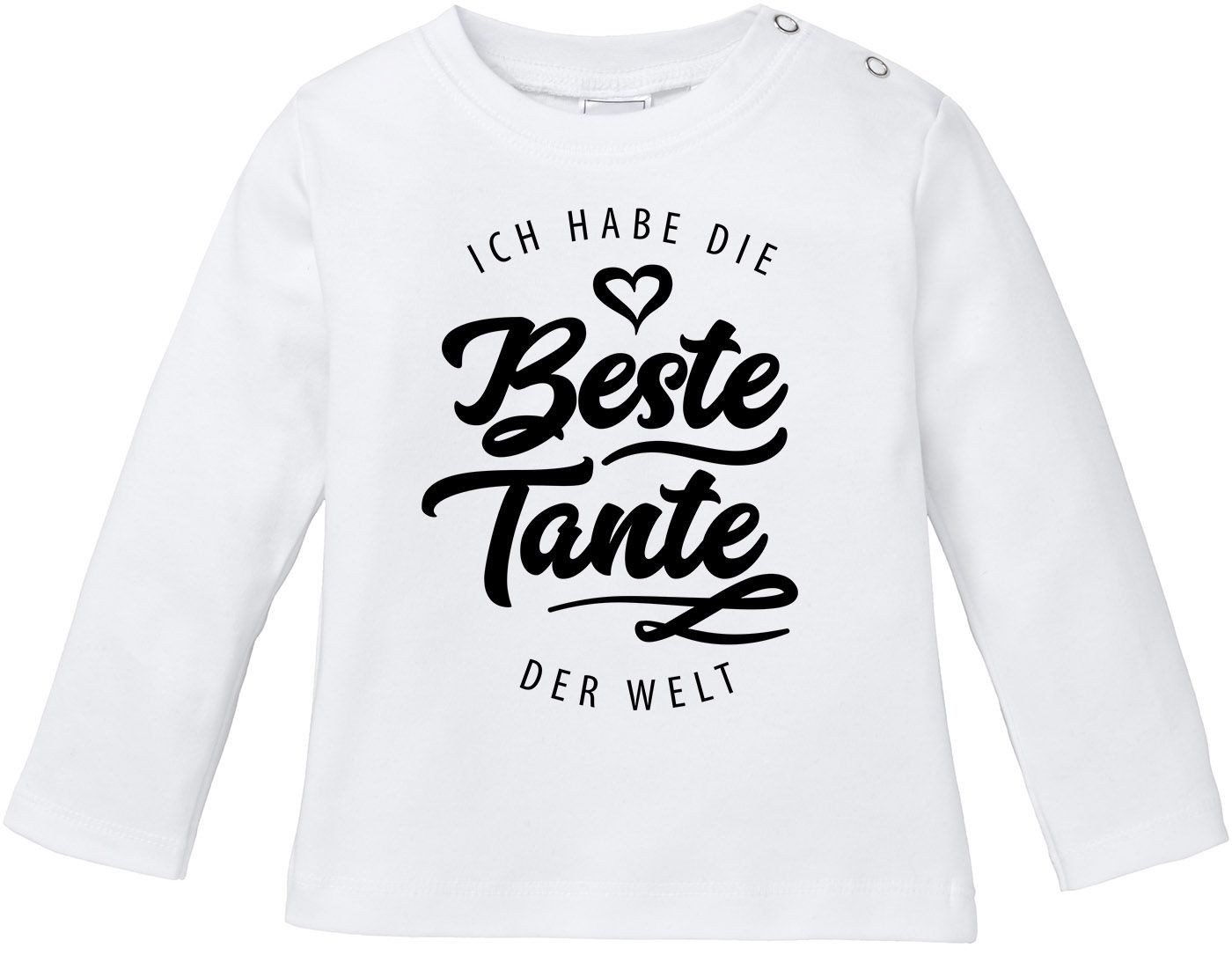 Rundhalsshirt Baby Langarmshirt Babyshirt Ich habe die beste Tante der Welt Spruch
