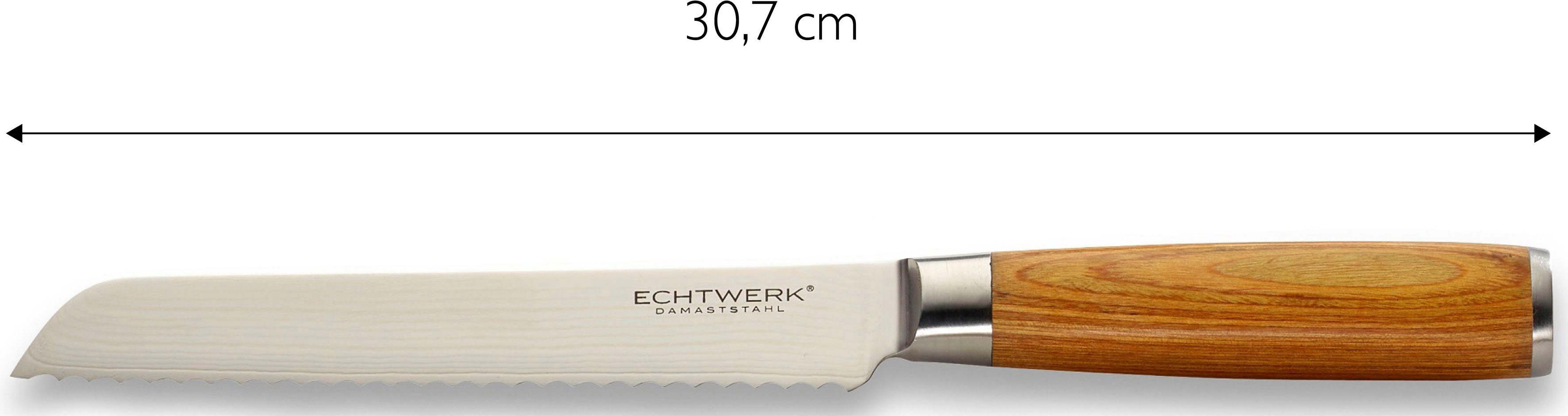 ECHTWERK (Set, mit Holzgriffen natürlicher Messer-Set in Küchenmesser-Set Optik 3-tlg), Damaszener