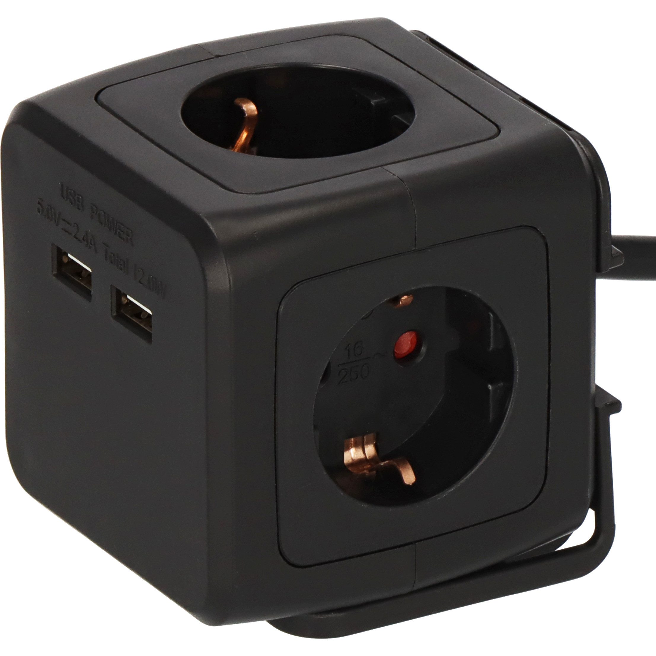 Brennenstuhl Steckdosenwürfel 4-fach mit 2x USB, 1,4m Kabel Mehrfachsteckdose 4-fach (Kabellänge 1.4 m)